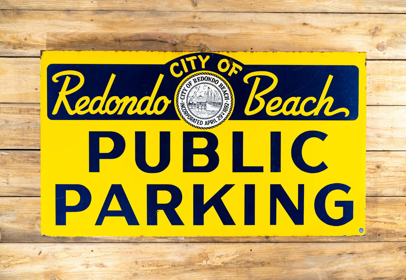 Redondo Beach Public Parking SS Porcelain Sign TAC 9 (1 of 2)