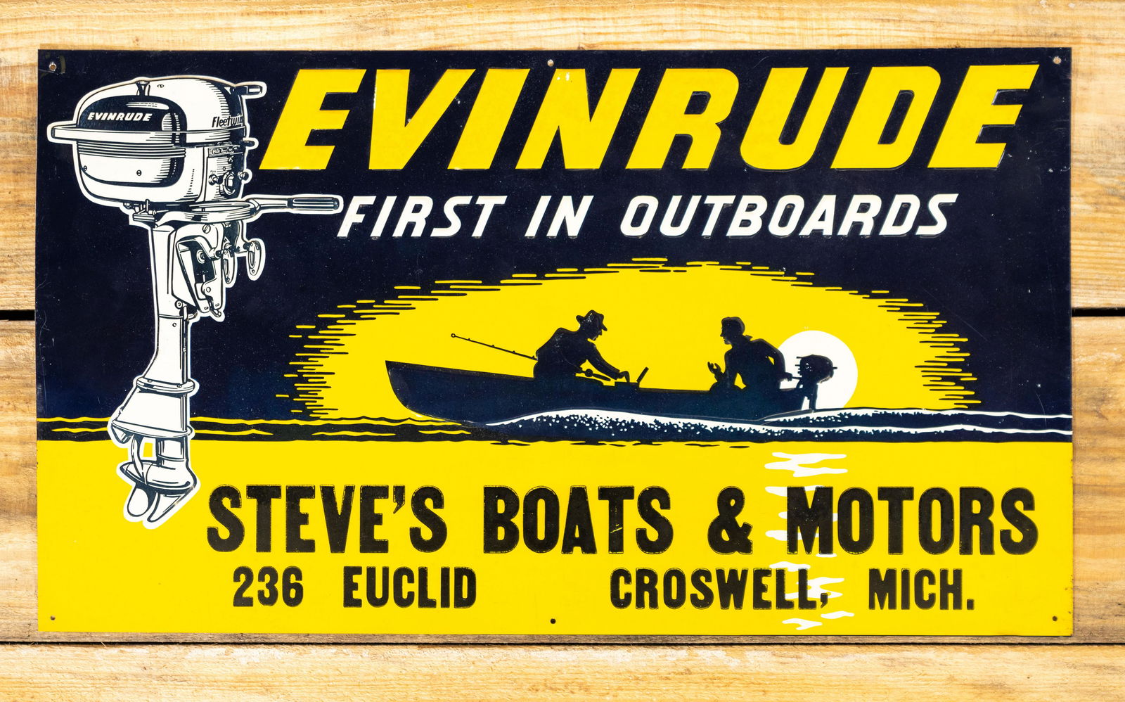 Evinrude First In Outboards SST Embossed Metal Sign 8.9 (1 of 2)