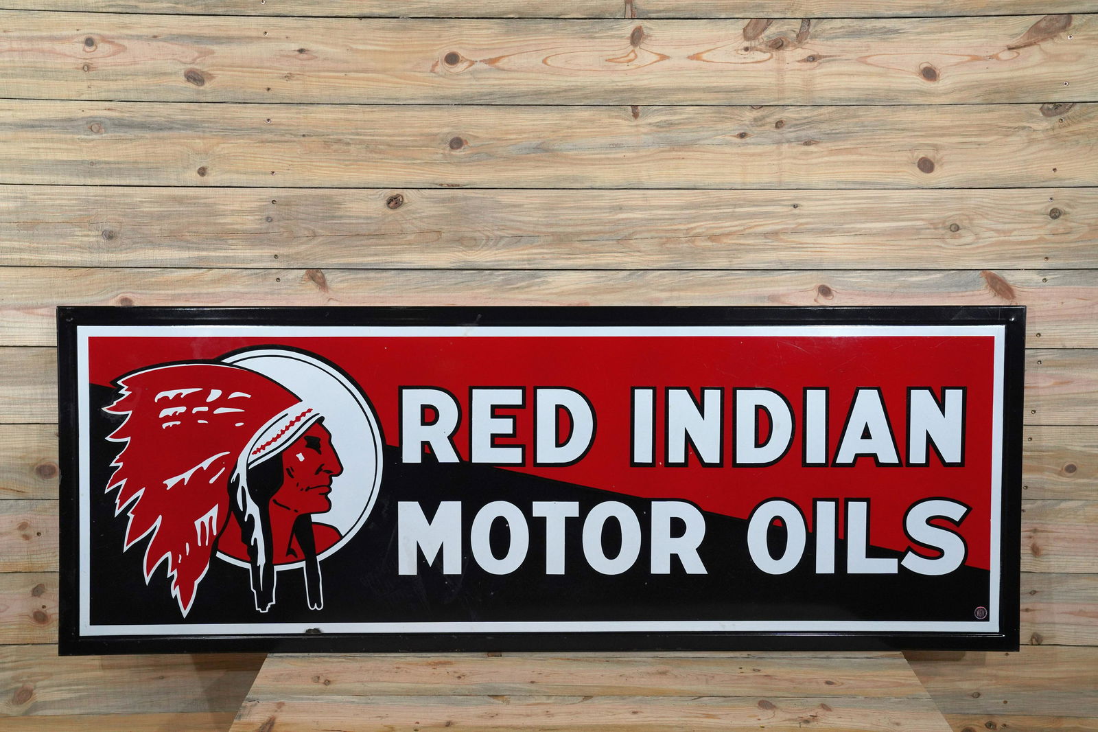 6' Red Indian Motor Oils SS Porcelain Sign TAC 8.25 (1 of 2)