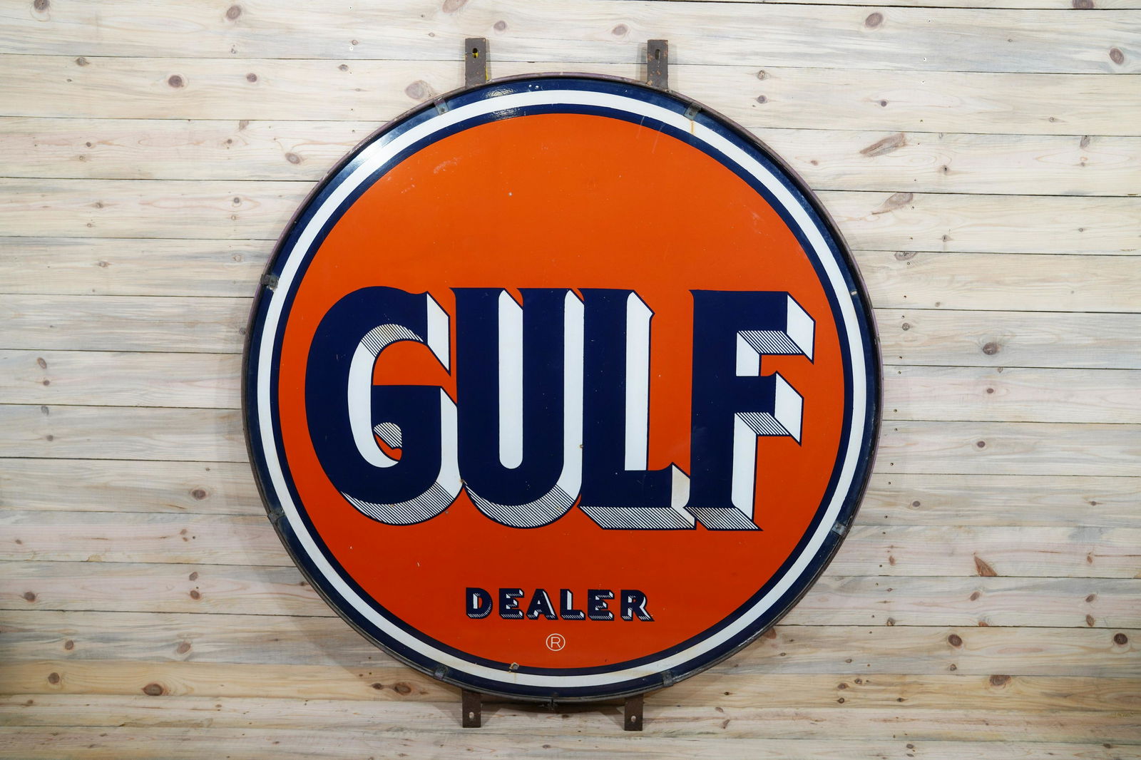 66" Gulf Dealer Porcelain ID Sign & Ring TAC 8.5 & 8.25 (1 of 2)