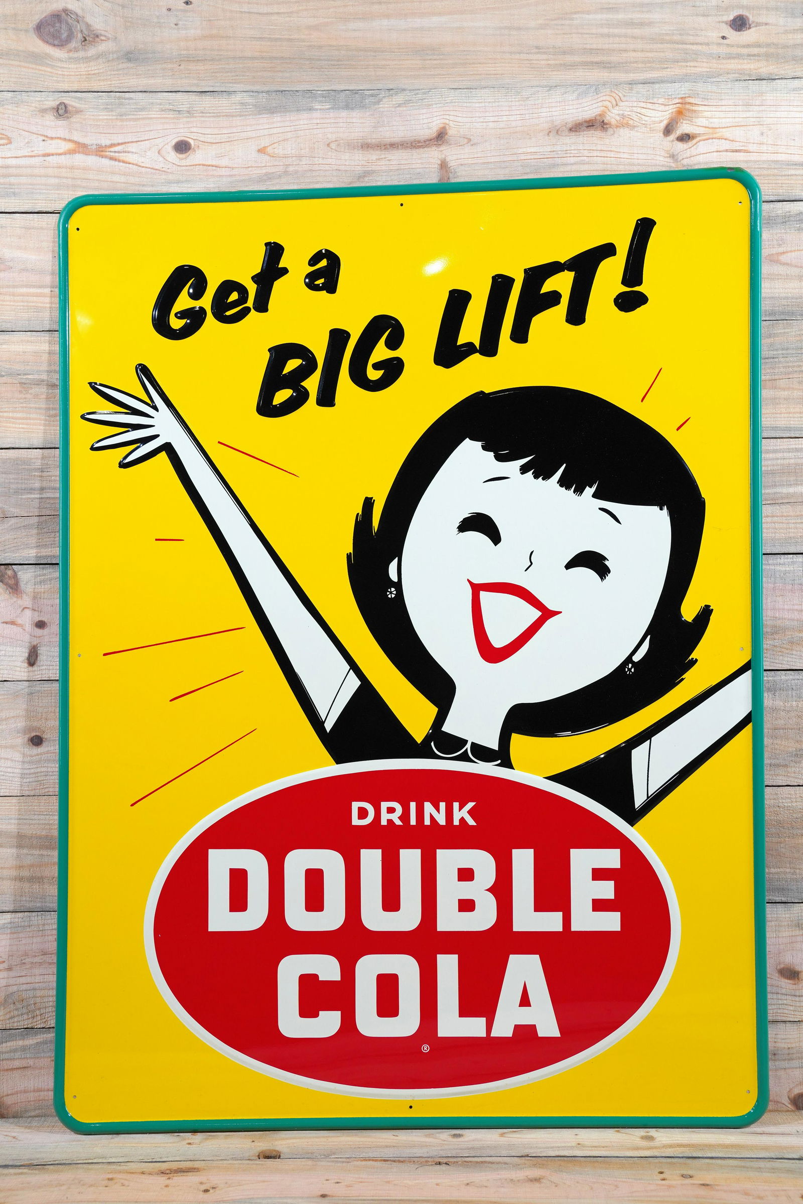 1959 Drink Double Cola Get A Big Lift Sst Sign Tac 9.5