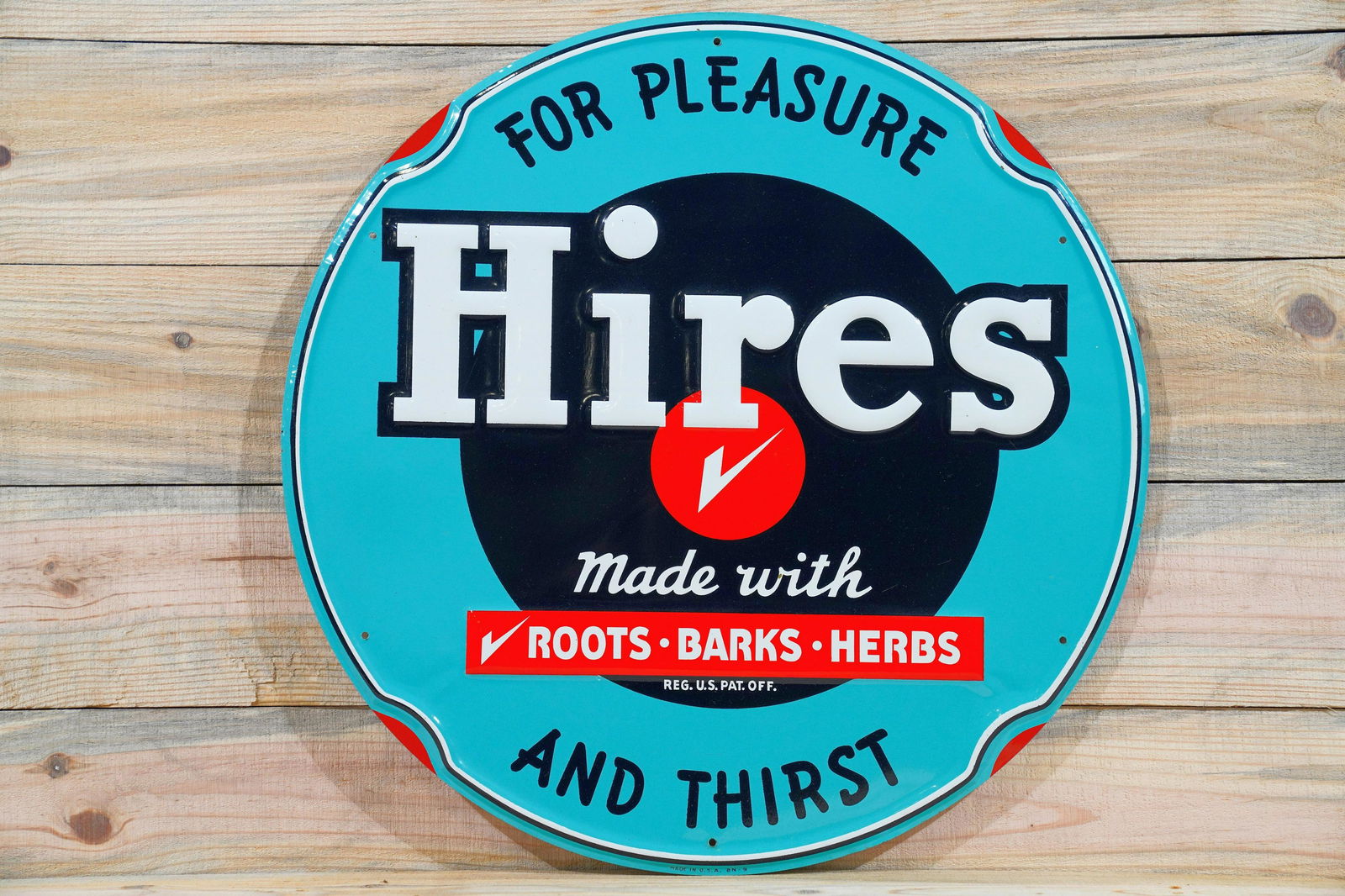 Hires Root Beer "Pleasure & Thirst" Metal Sign TAC 9.5 (1 of 2)