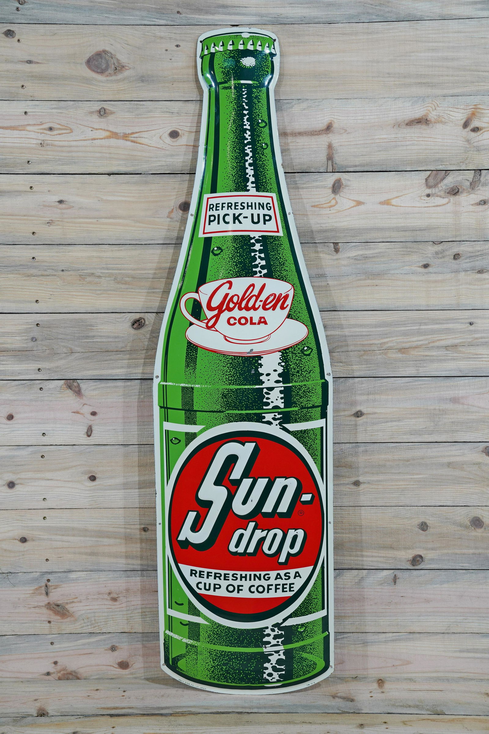 Golden Cola Sun Drop SST Emb. Metal Sign TAC 8.75 (1 of 2)