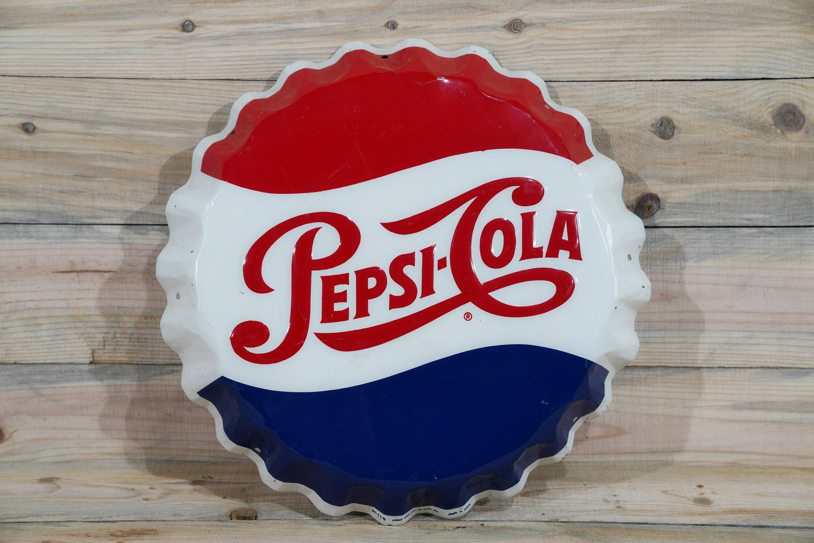 19.5" Pepsi Cola SST Metal Bottle Cap Sign TAC 8.5 (1 of 2)