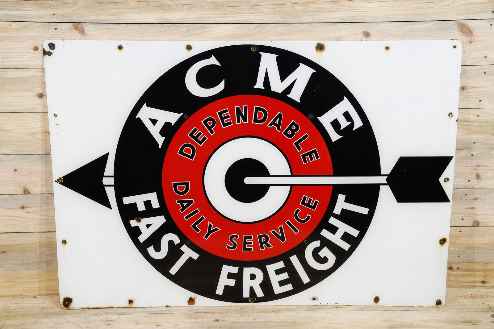 ACME Fast Freight & Arrow Logo Porcelain Sign TAC 8.5 (1 of 2)
