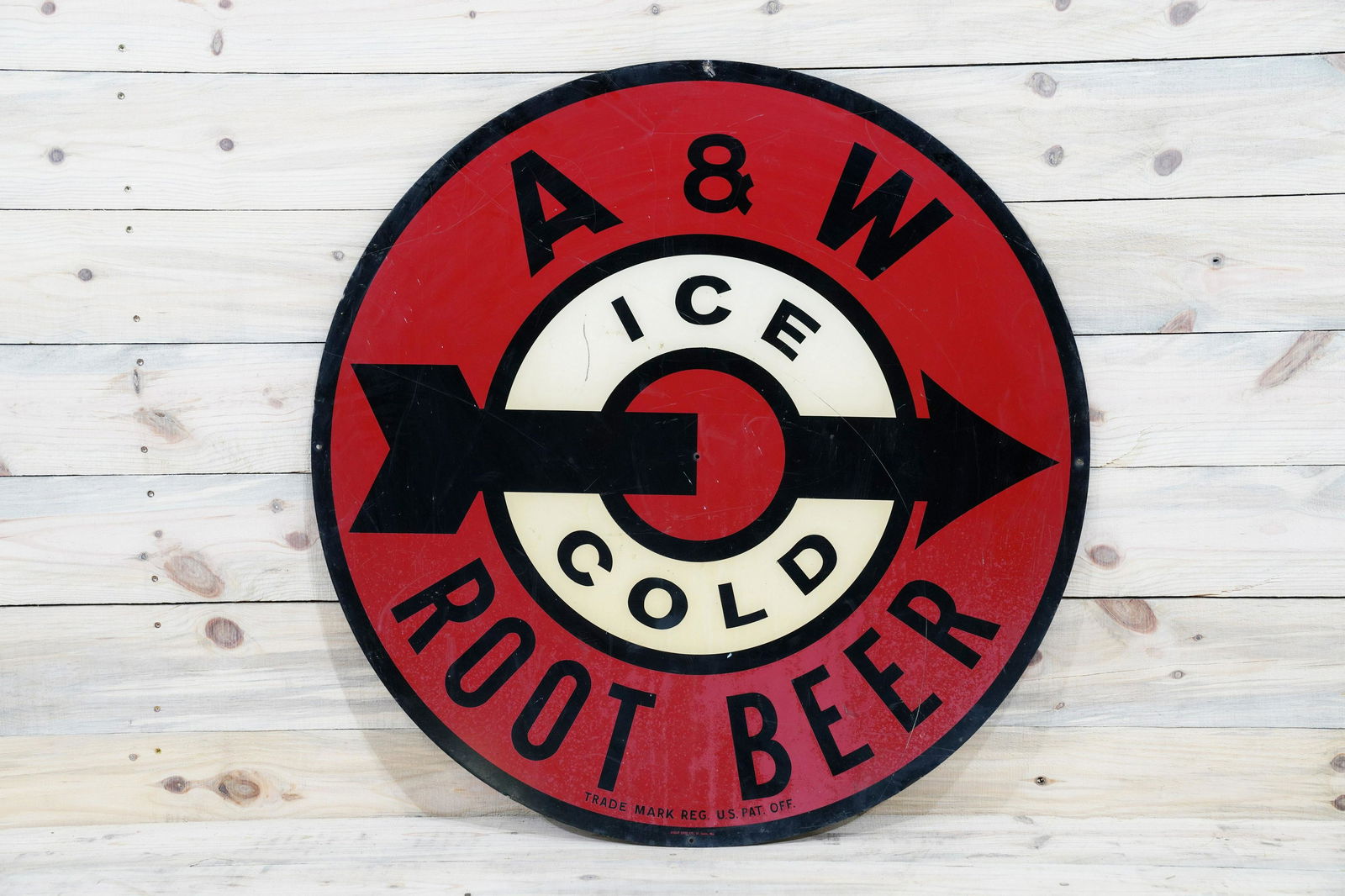 36" A&W Ice Cold Root Beer w/ Arrow Metal Sign TAC 7.5 (1 of 2)