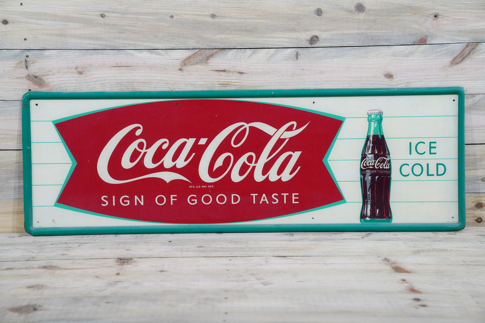 Coke w/ Fish Tail Logo & Bottle SST Sign TAC 8 (1 of 2)