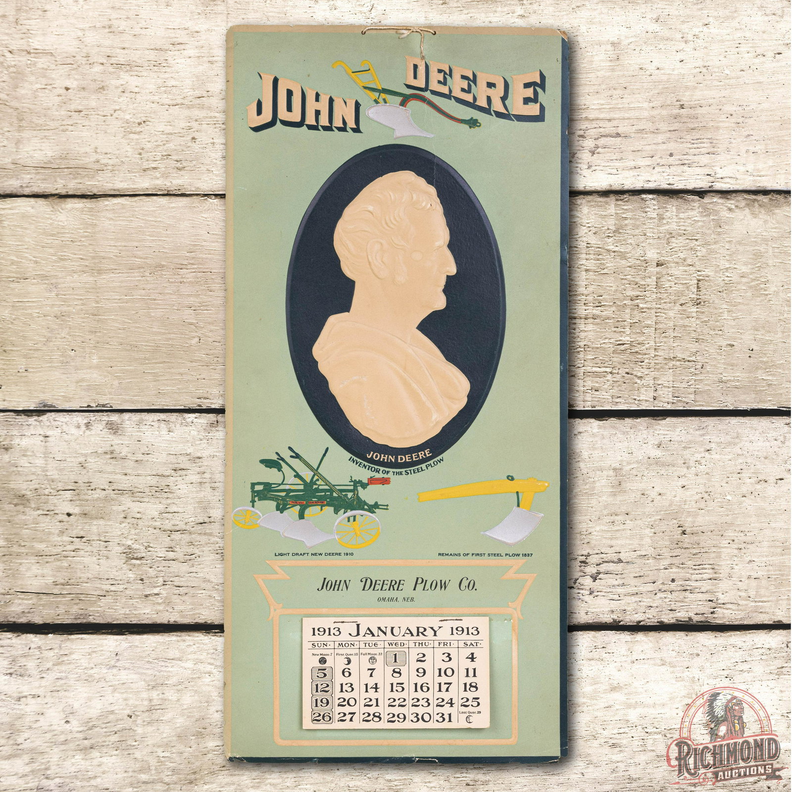Complete 1913 John Deere Calendar, Self Portrait & Plow (1 of 3)