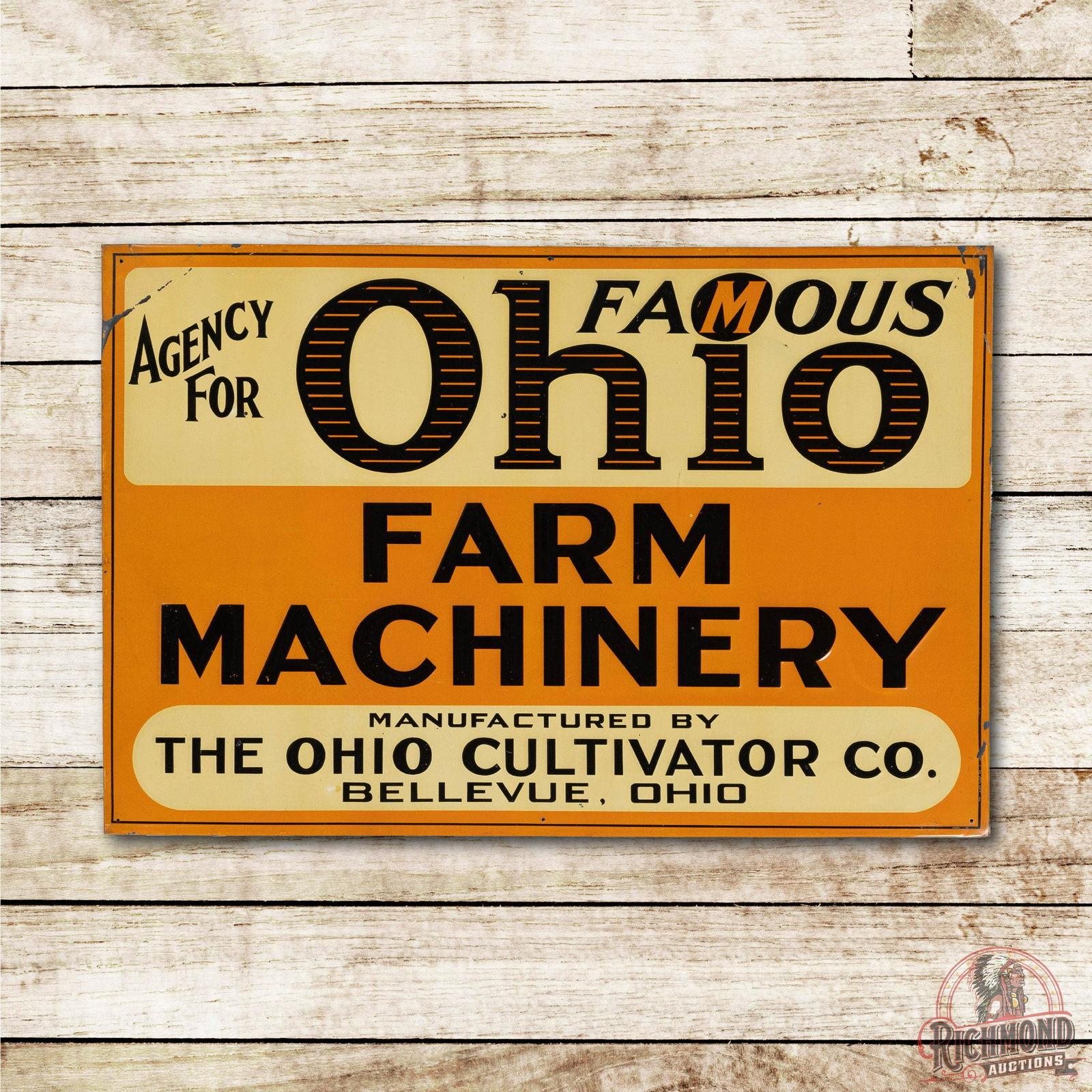 Famous Ohio Farm Machinery SS Metal Sign TAC 8.75 (1 of 3)