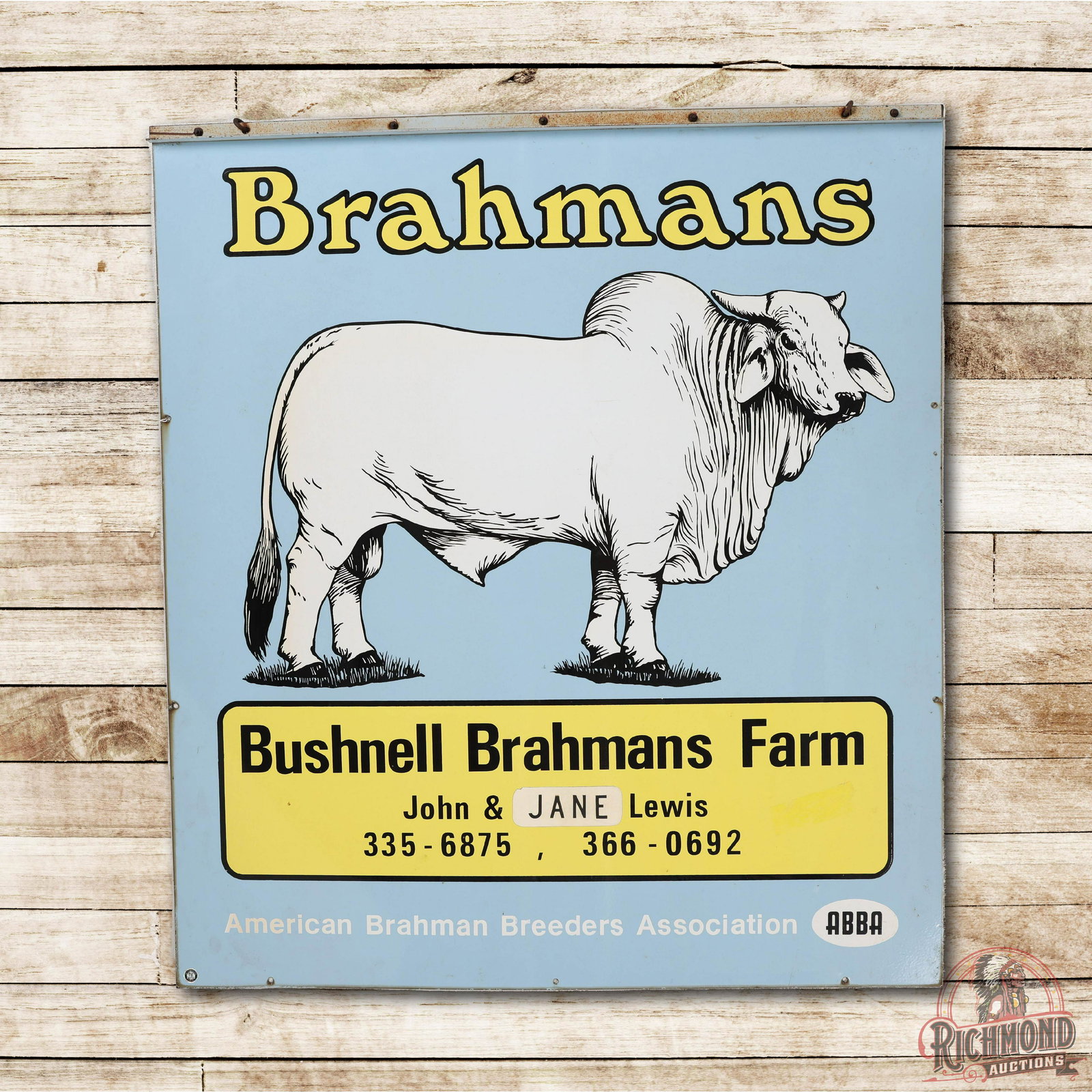 American Brahman Breeders Assoc Porcelain Sign TAC 9 (1 of 3)