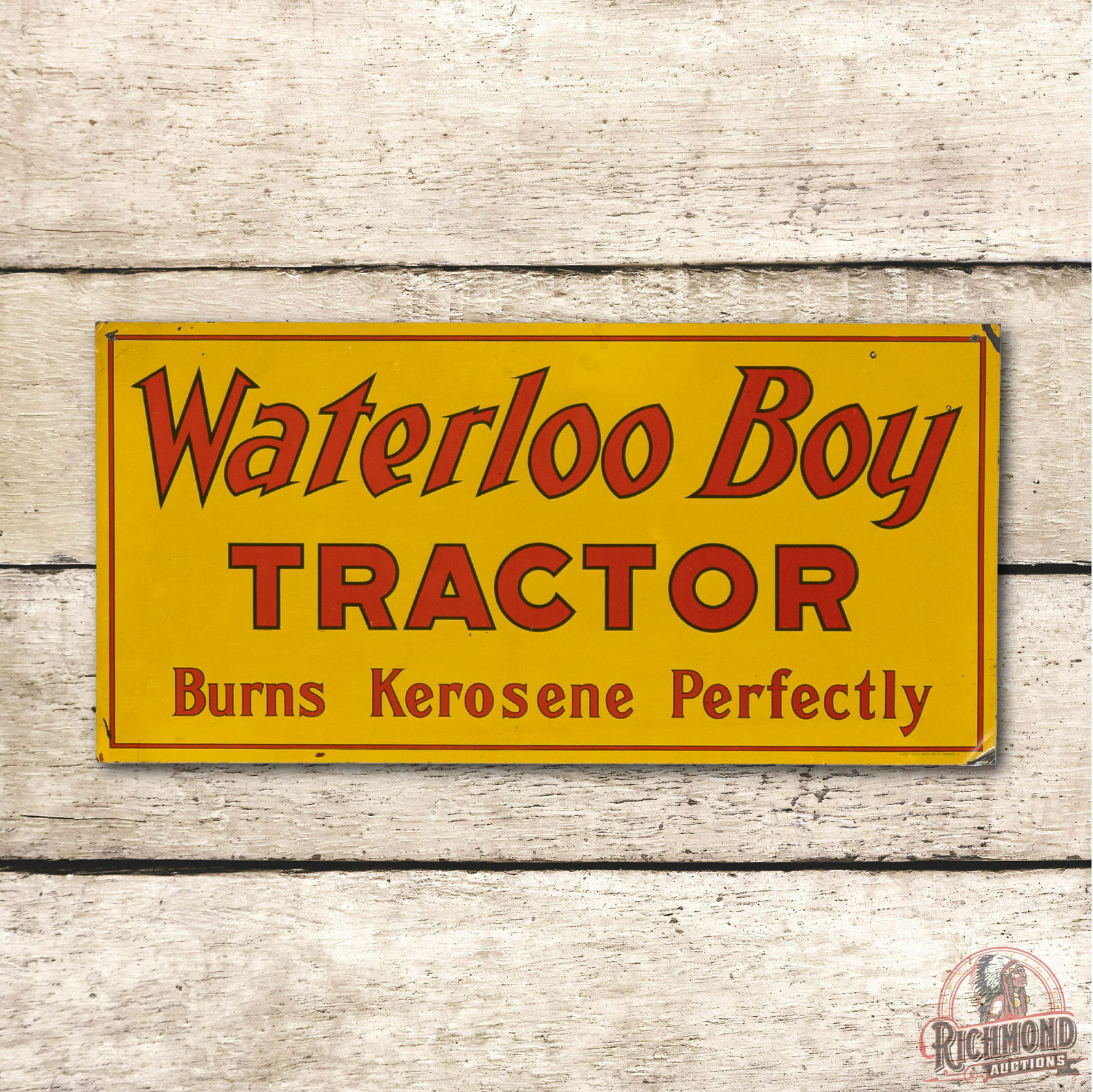 Waterloo Boy Tractor Burns Kerosene Perfect Metal Sign (1 of 3)