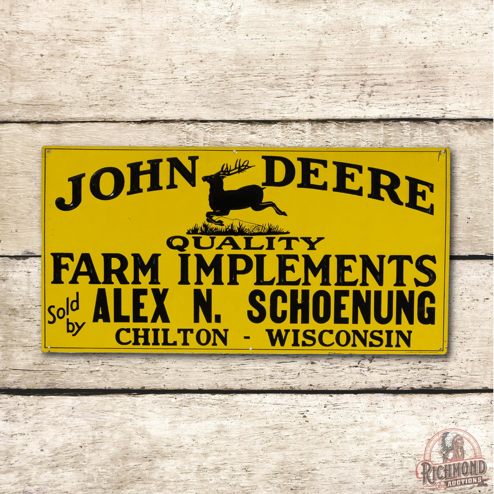John Deere Leaping Deere Wisconsin Metal Sign TAC 9.25 (1 of 3)