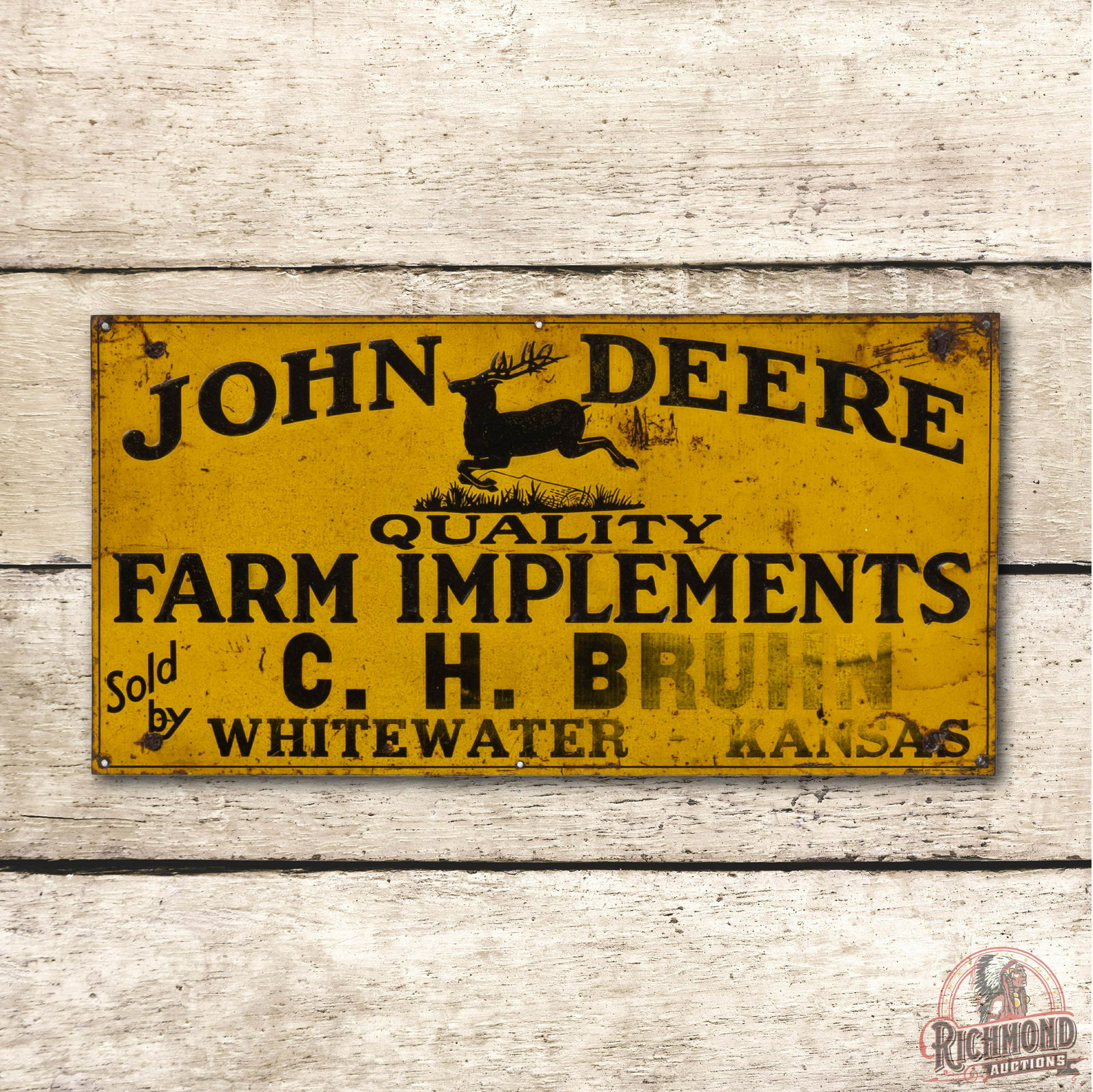 John Deere Leaping Deere Kansas SS Metal Sign TAC 7 (1 of 3)