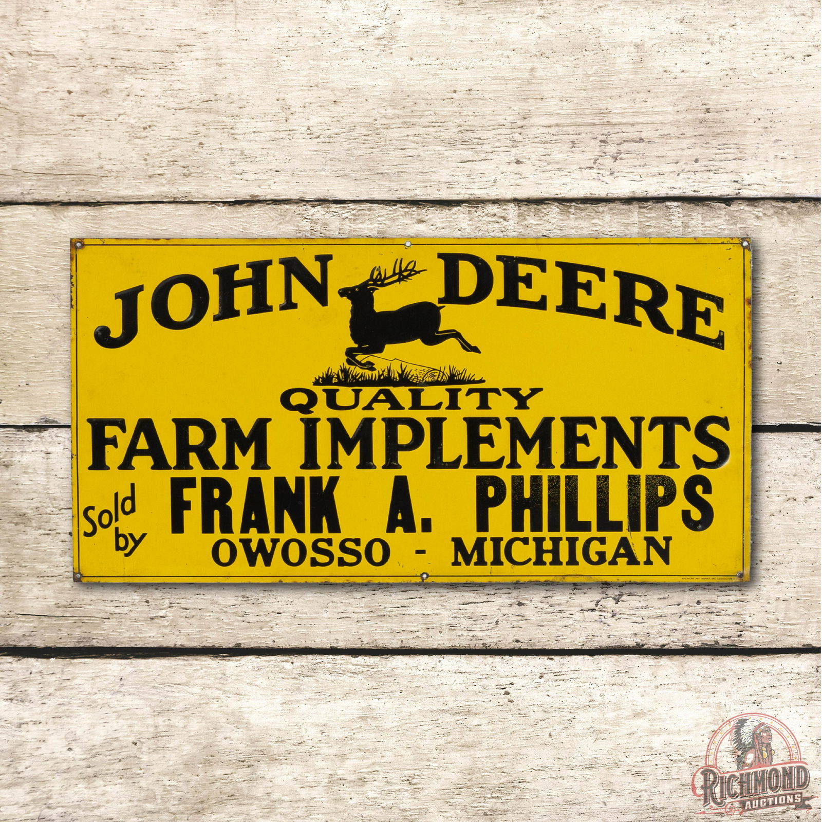 John Deere Leaping Deere Michigan SS Metal Sign TAC 8.5 (1 of 3)