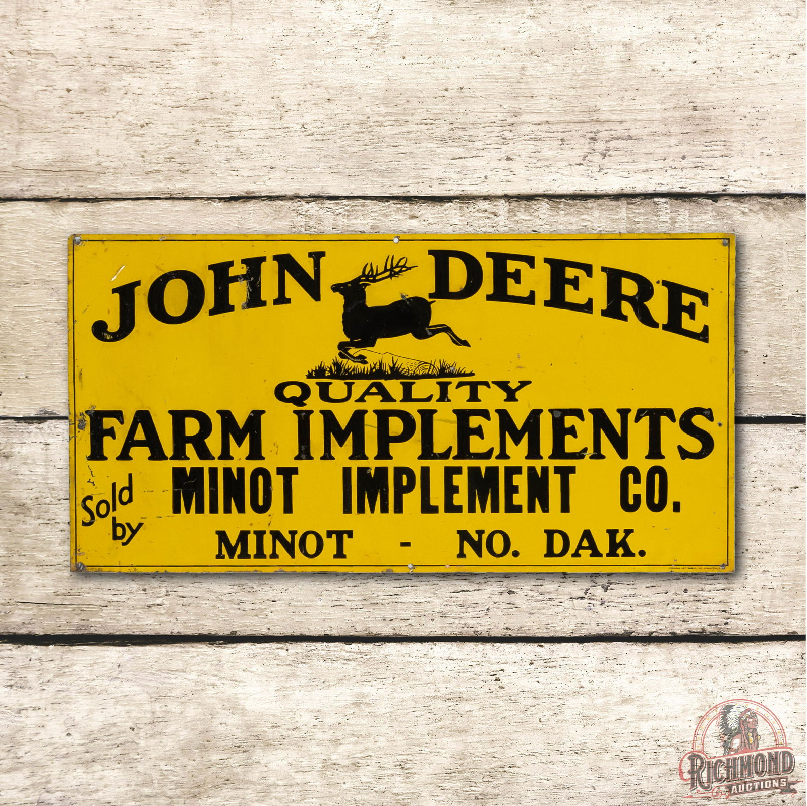 John Deere Leaping Deere North Dakota Metal Sign TAC 7 (1 of 3)
