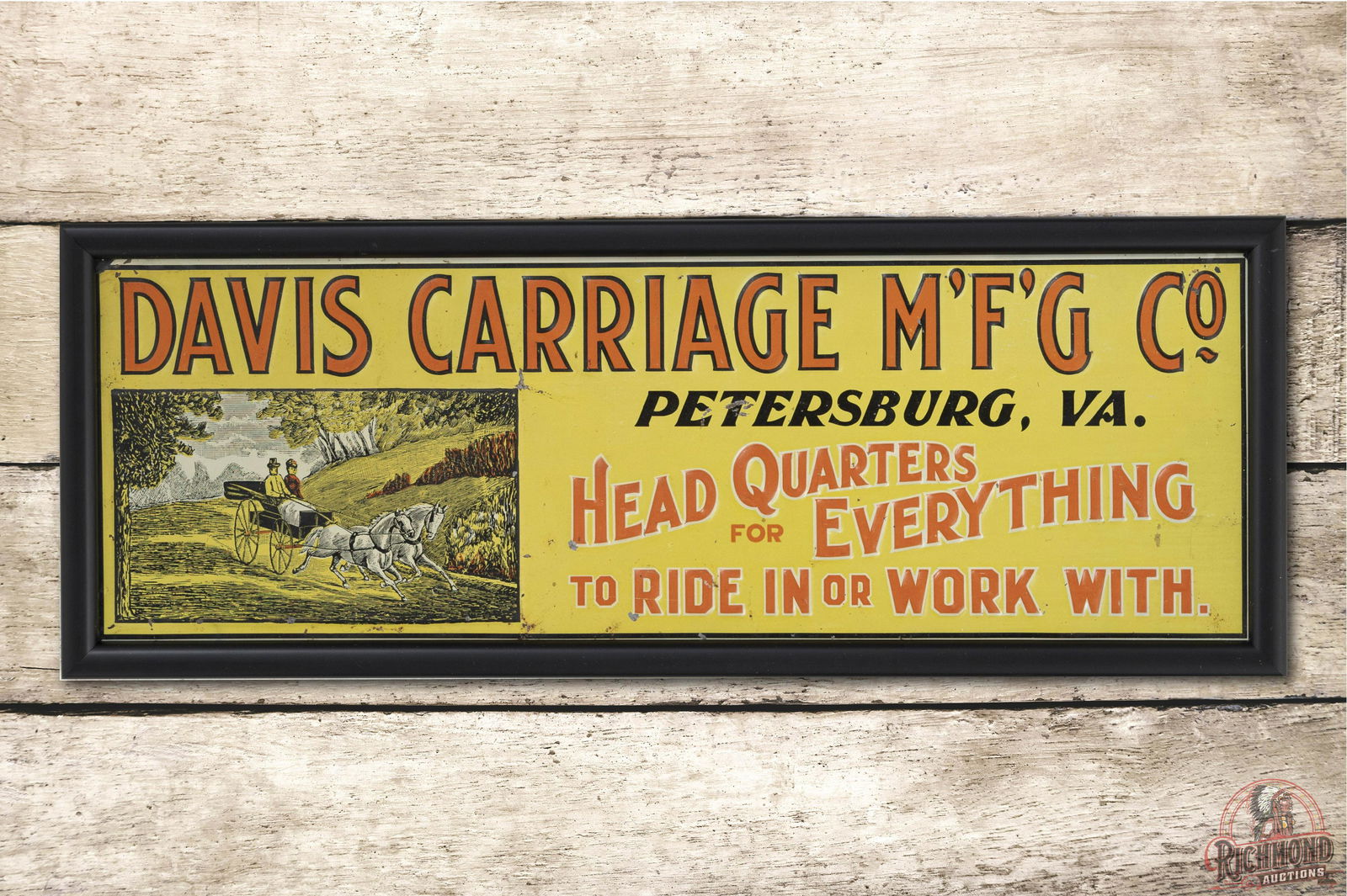 Davis Carriage M'F'G Co. Embossed Tin Sign TAC 8.5 (1 of 3)