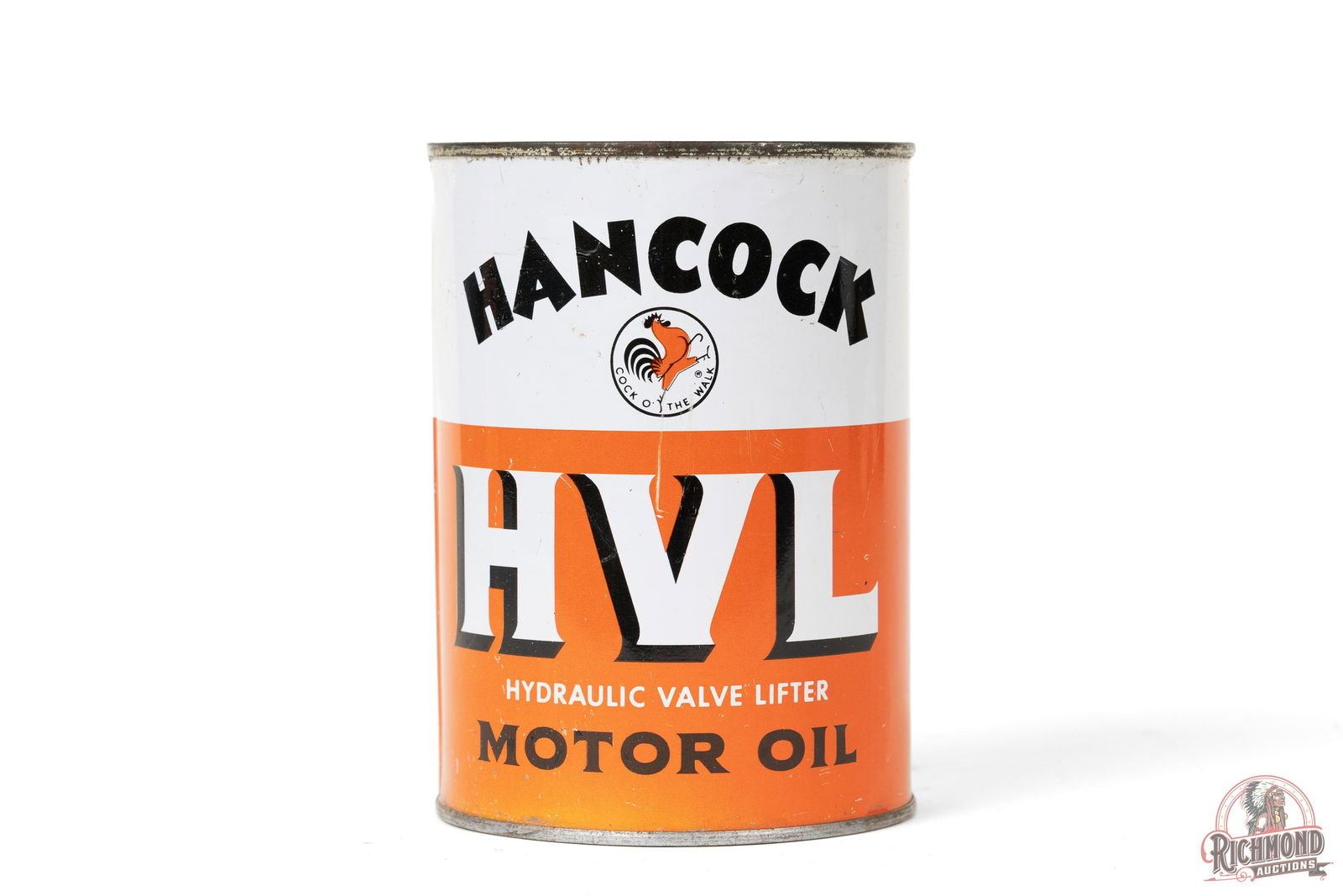 Hancock HVL Motor Oil One Quart Round Metal Can (1 of 4)