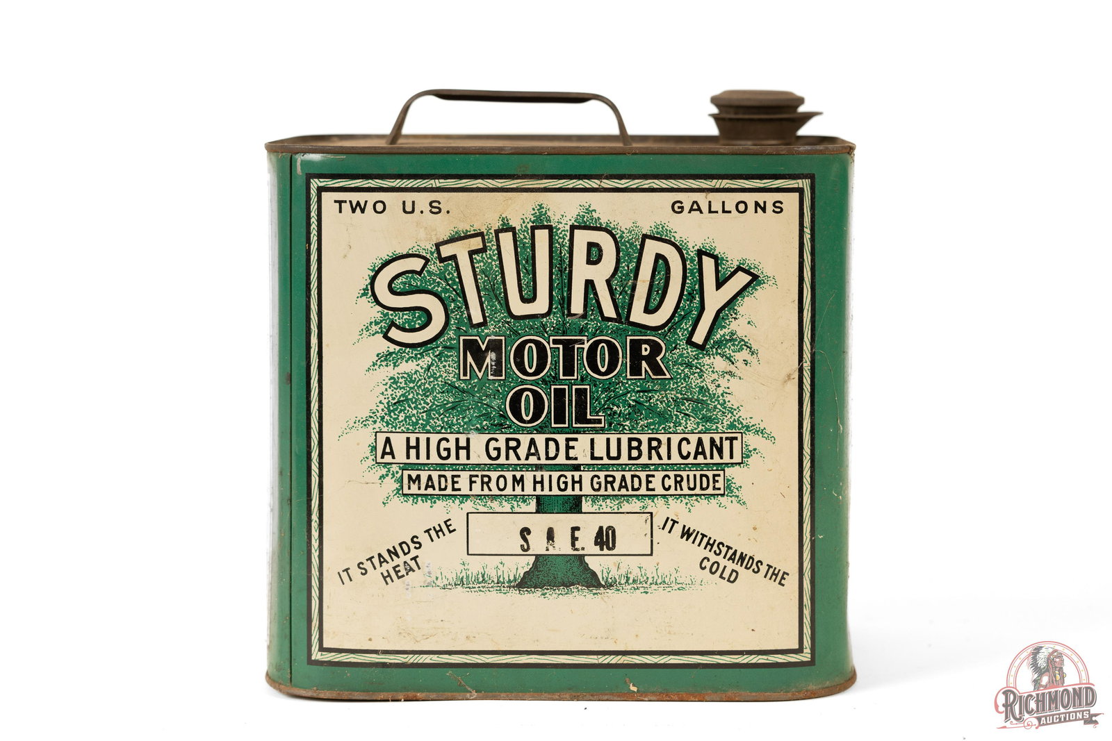 Sturdy Motor Oil Two Gallon Rectangle Metal Can (1 of 6)