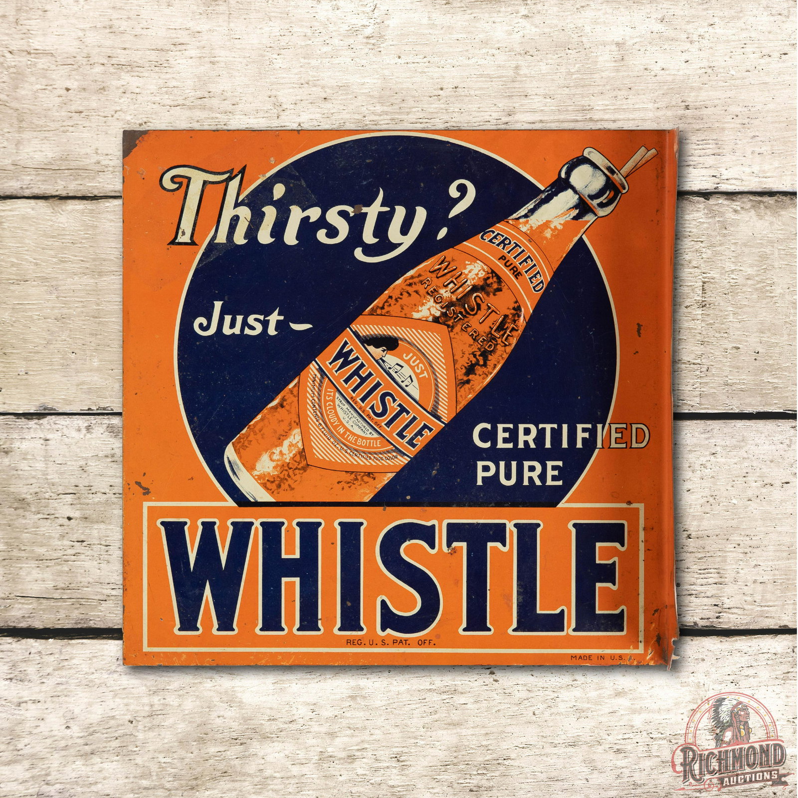 Thirsty? Just Whistle Metal Flange Sign TAC 8.25 (1 of 4)