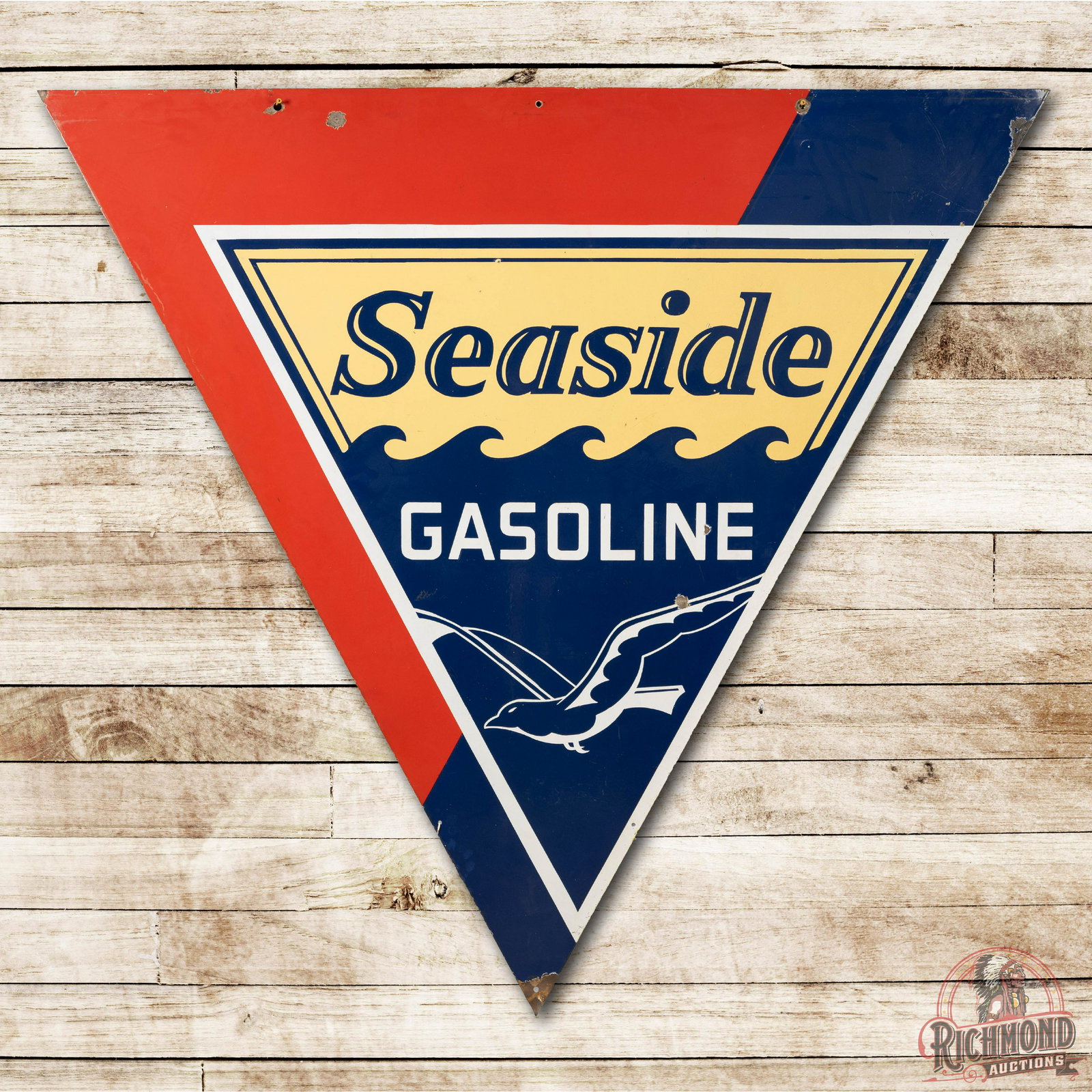 Seaside Gasoline DS Porcelain Sign TAC 8.75 & 8.5 (1 of 3)