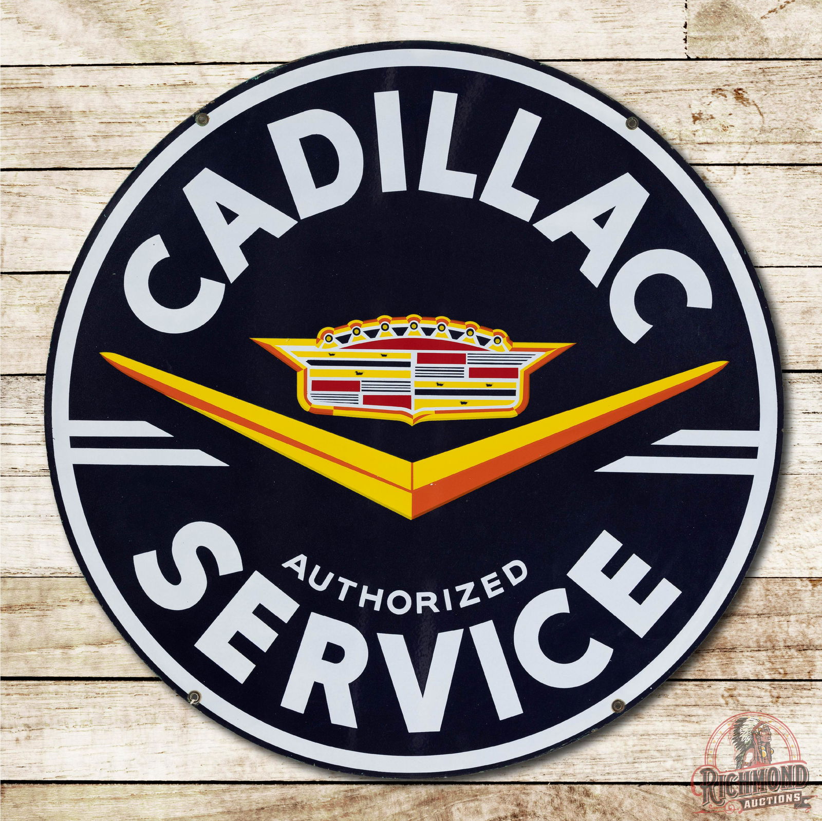 42" Cadillac Authorized Service Porcelain Sign 9.25 & 9 (1 of 3)