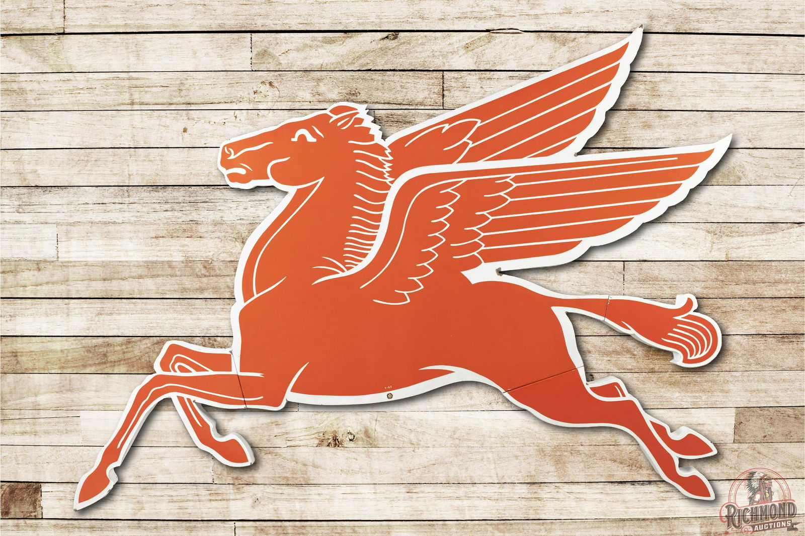 Mobil Pegasus Left Facing Cookie-Cutter Porcelain Sign (1 of 3)