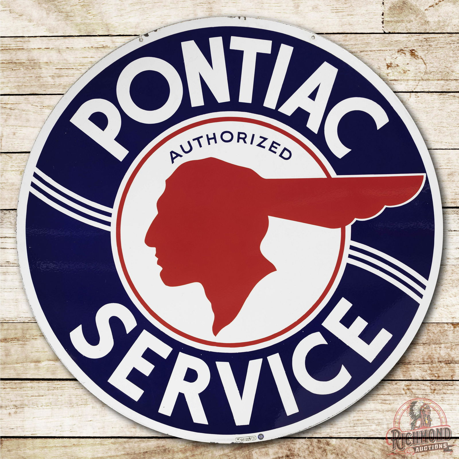 5' Pontiac Service Full Feather Porcelain Sign TAC 9 (1 of 3)