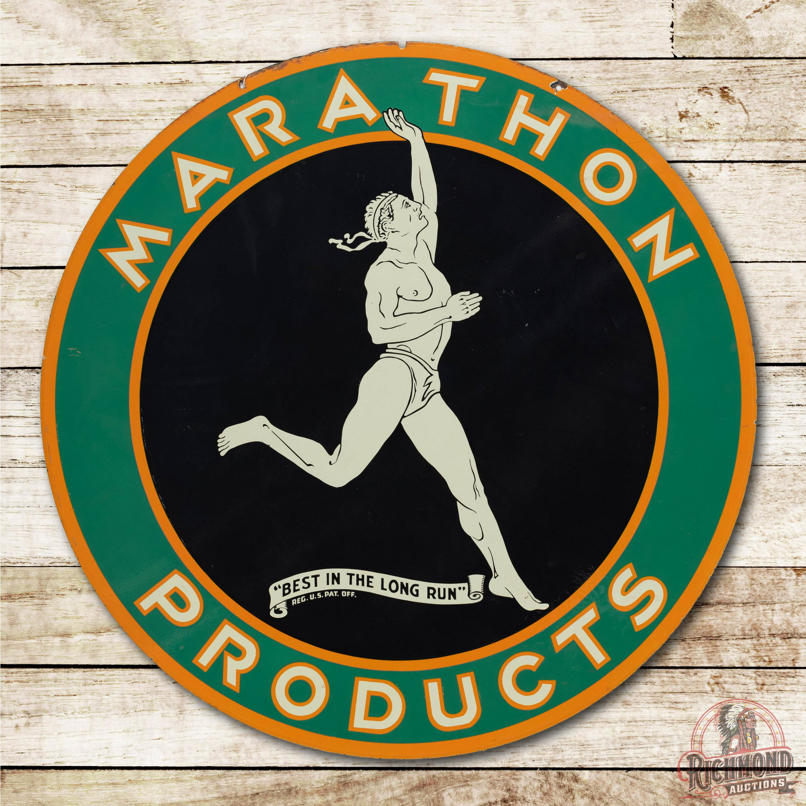 48" Marathon & Running Man Porcelain Sign TAC 9.25 (1 of 3)