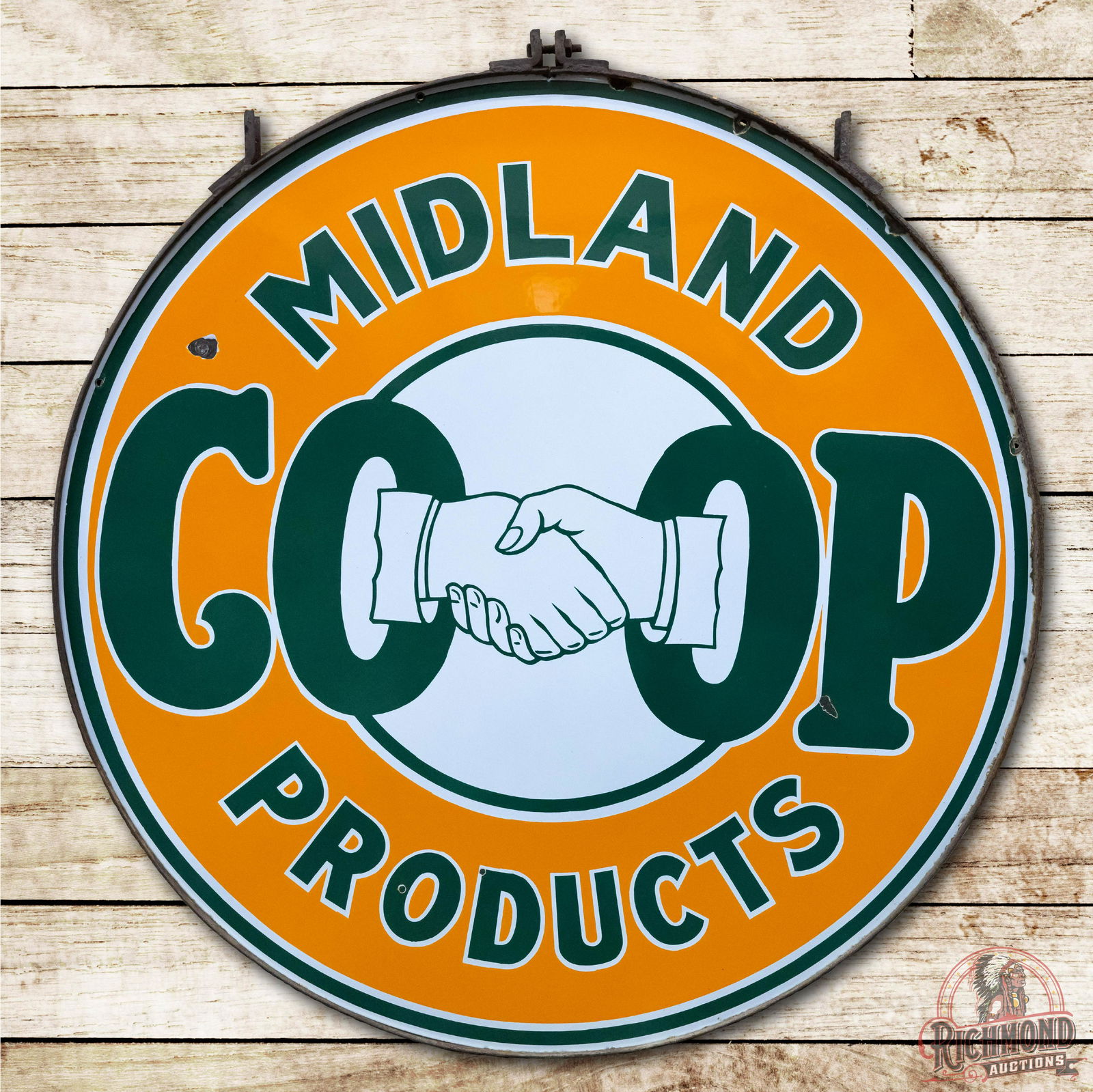 42" Midland Co-Op Products DS Porcelain Sign & Ring (1 of 3)