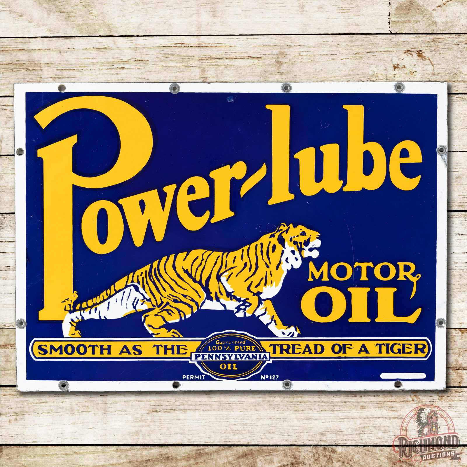 Power-Lube Motor Oil Double Sided Porcelain Sign TAC 9 (1 of 3)