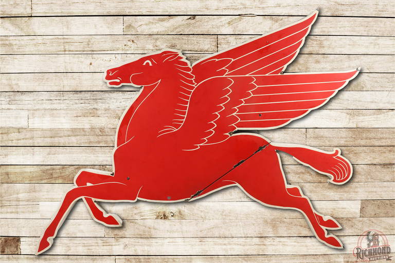 2 Piece Mobil Pegasus Cookie Cutter Porcelain Sign