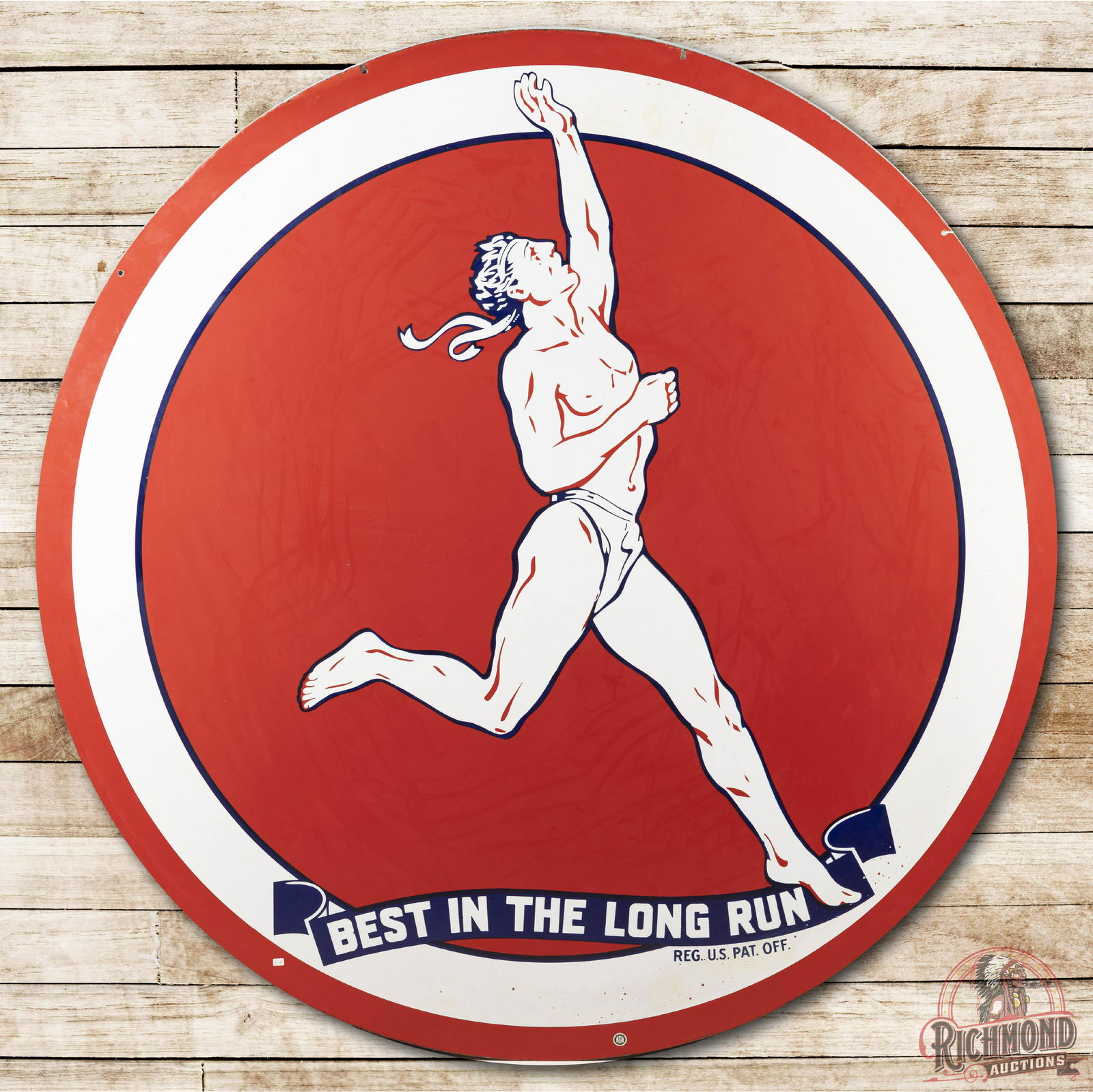 6' Marathon Best In The Long Run Porcelain Sign TAC 9 (1 of 3)