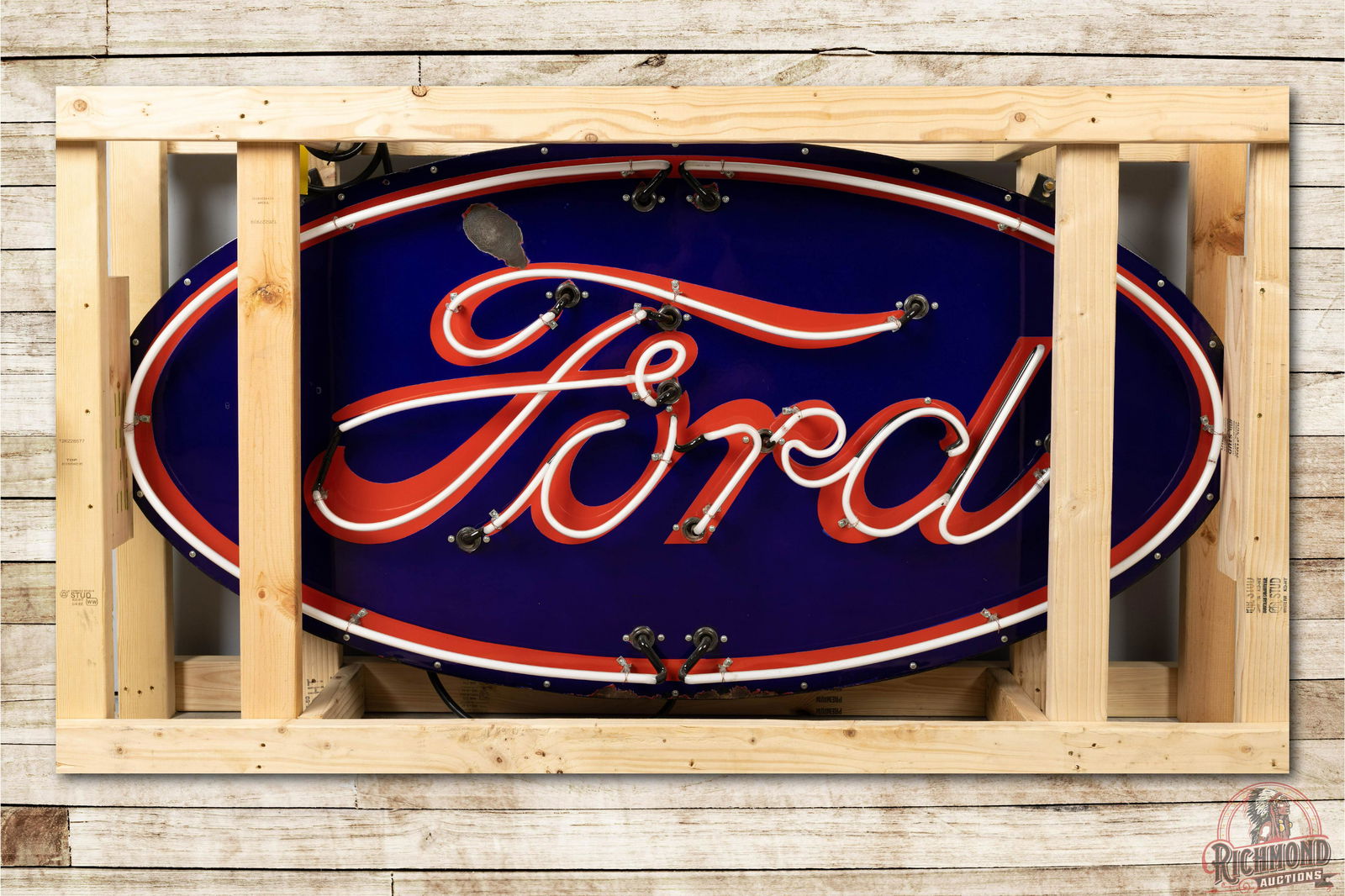 Ford Red Letter SS Porcelain Neon Sign TAC 8.5 (1 of 5)