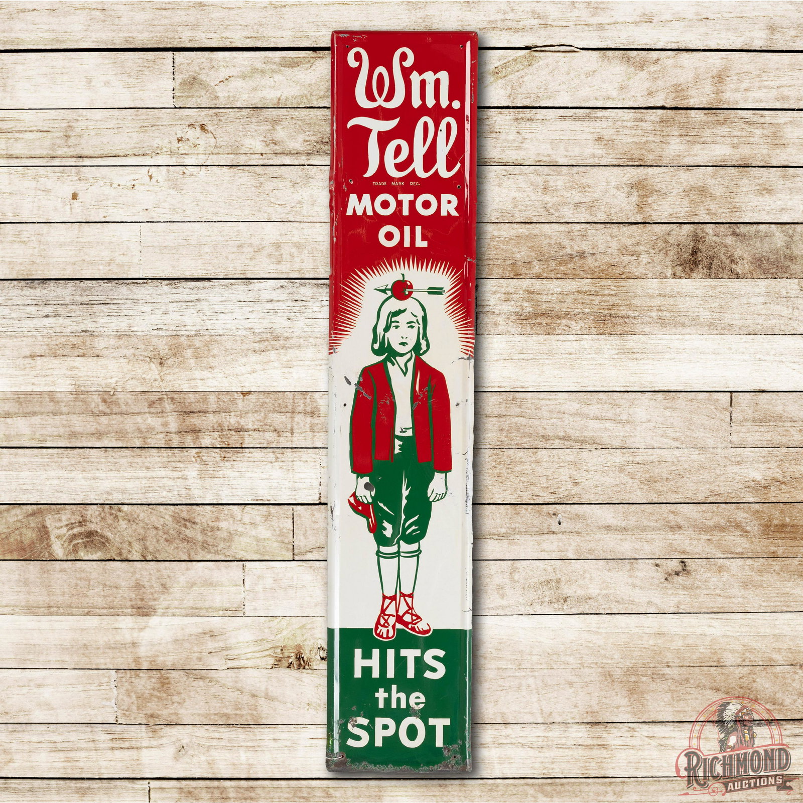 Wm. Tell Motor Oil Hits the Spot SS Metal Sign TAC 7 (1 of 3)