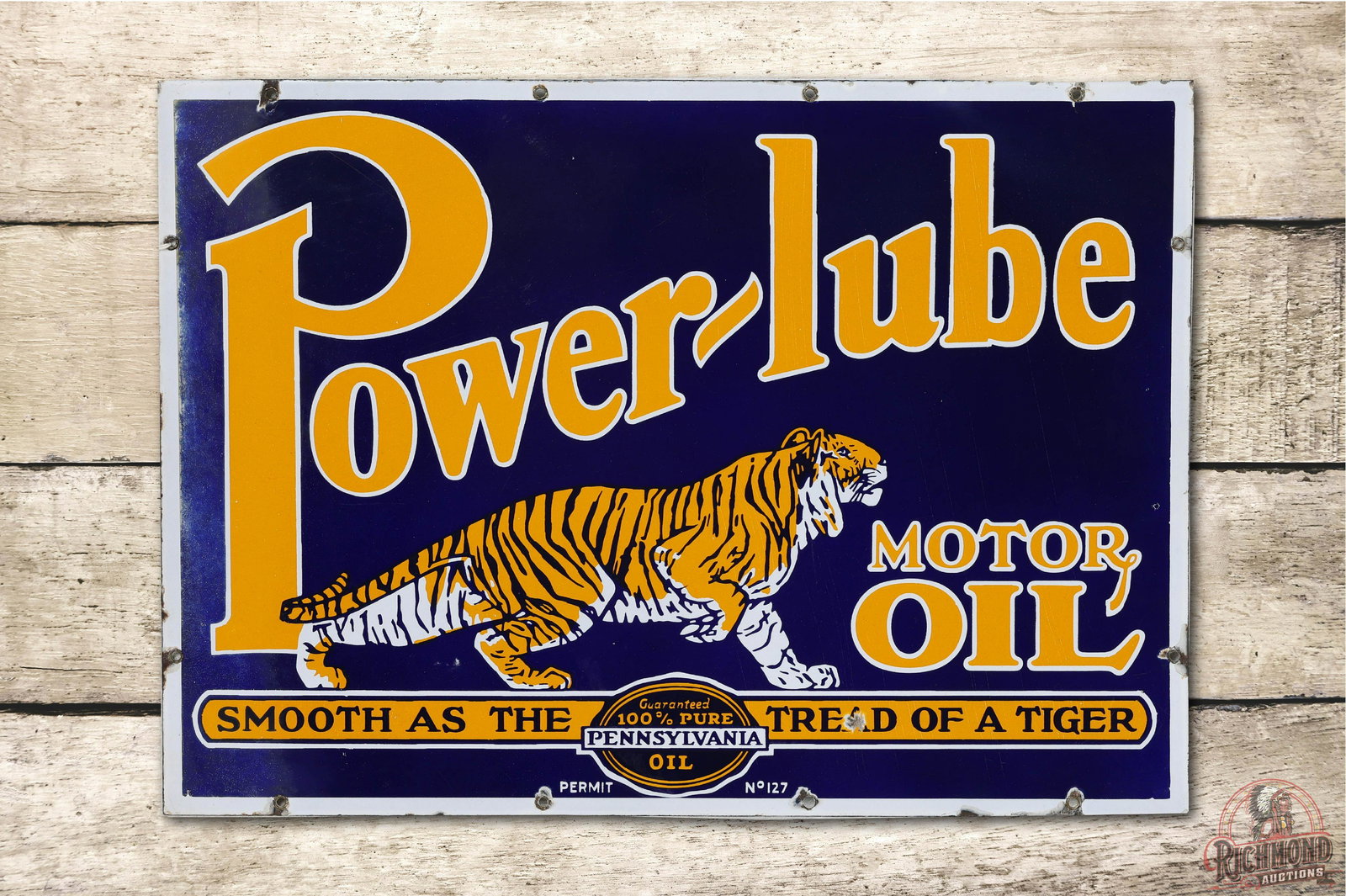 Power-Lube Motor Oil DS Porcelain Sign TAC 9 & 8.5 (1 of 3)