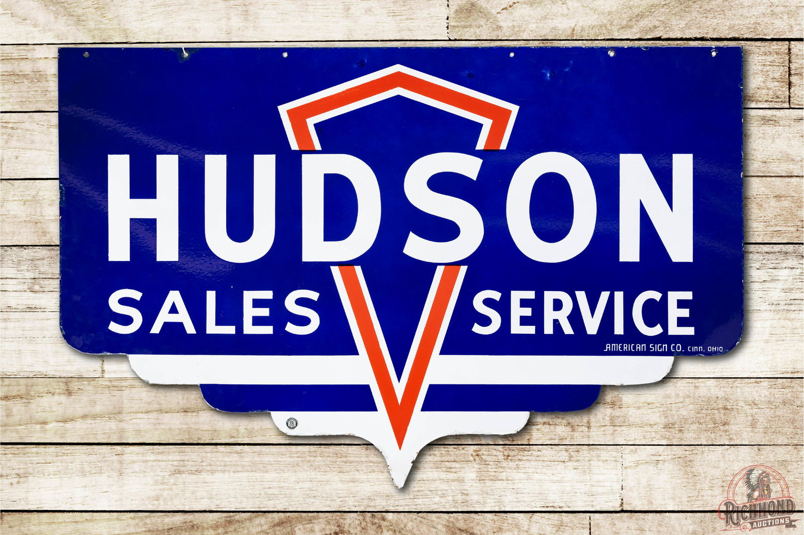 Hudson Sales Service Double Sided Porcelain Sign TAC 9+ (1 of 3)