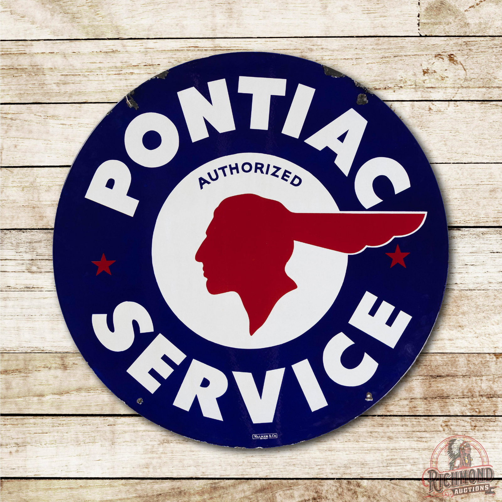 42" Pontiac Service Full Feather Porcelain Sign TAC 9 (1 of 3)