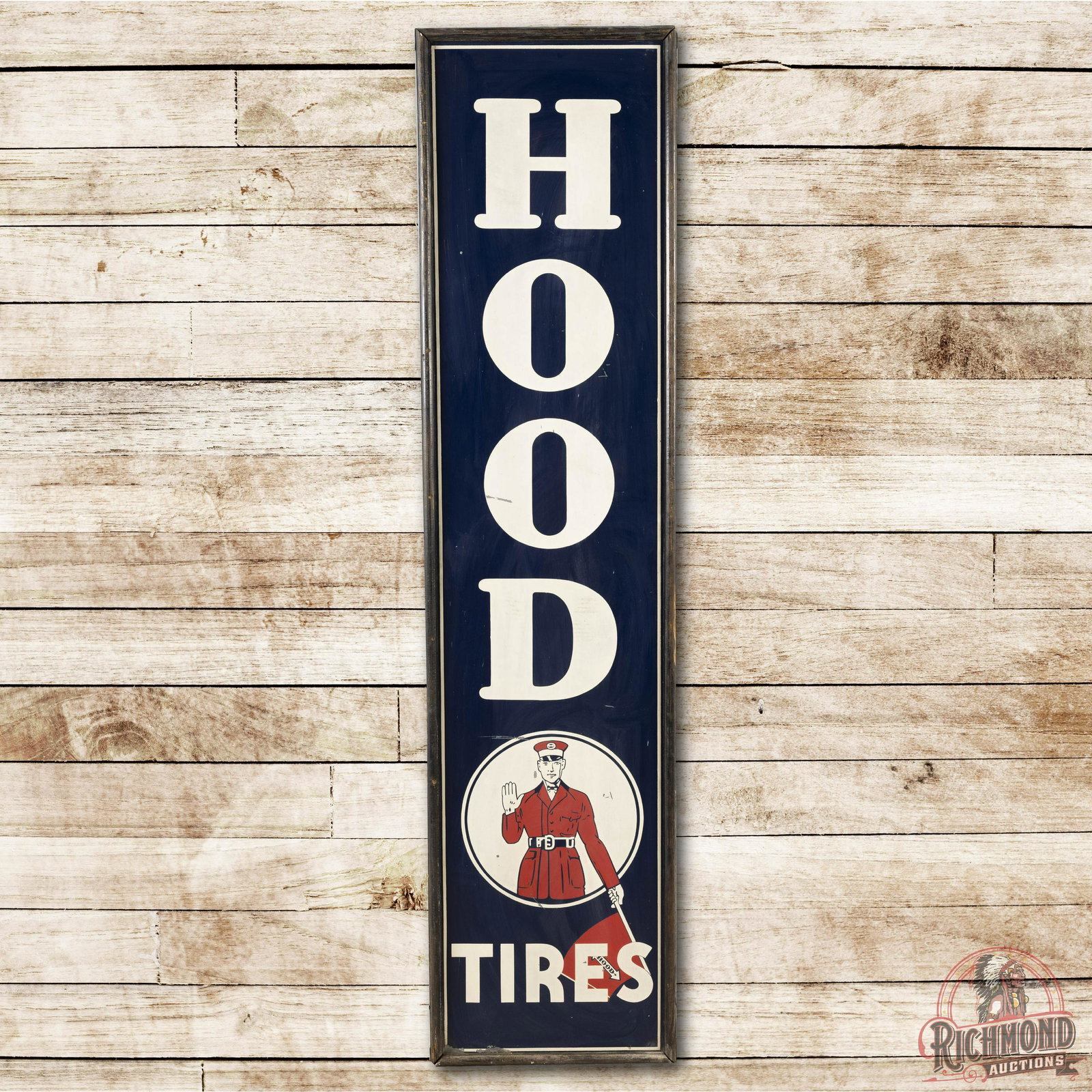 Hood Tires Single Sided Tin Wood Framed Sign TAC 8.5 (1 of 3)
