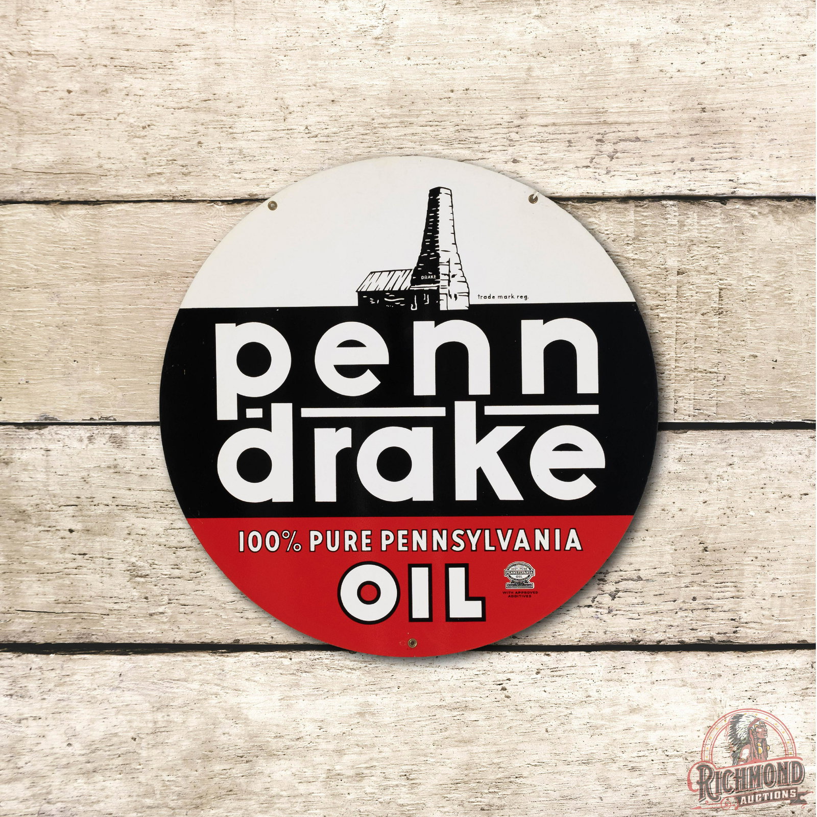 1952 30" Penn Drake Pure Pennsylvania Oil Metal Sign (1 of 3)