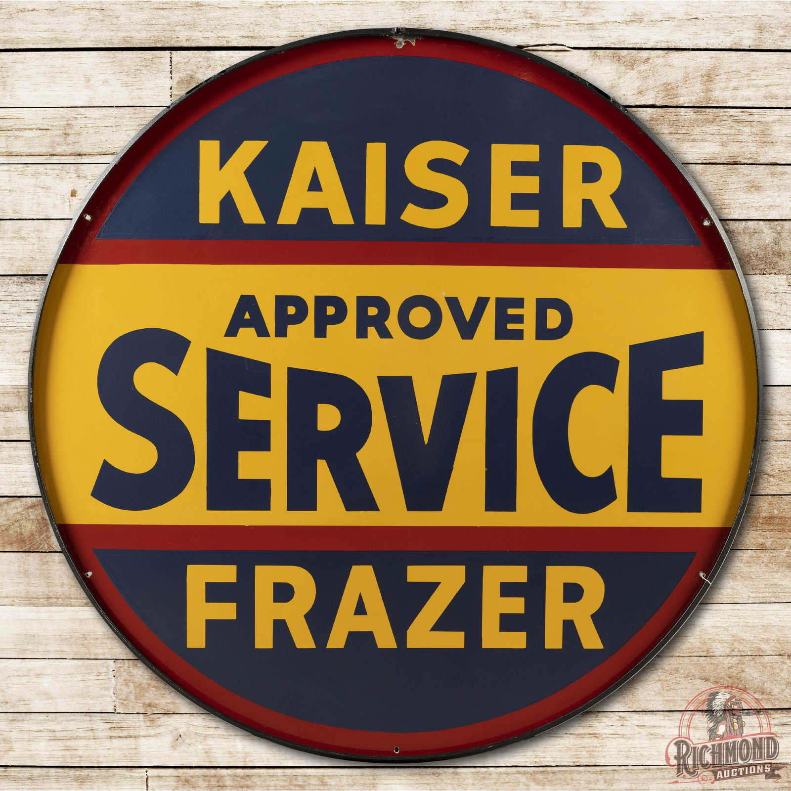 5' Kaiser Frazer Approved Service Porcelain Sign TAC 9 (1 of 3)