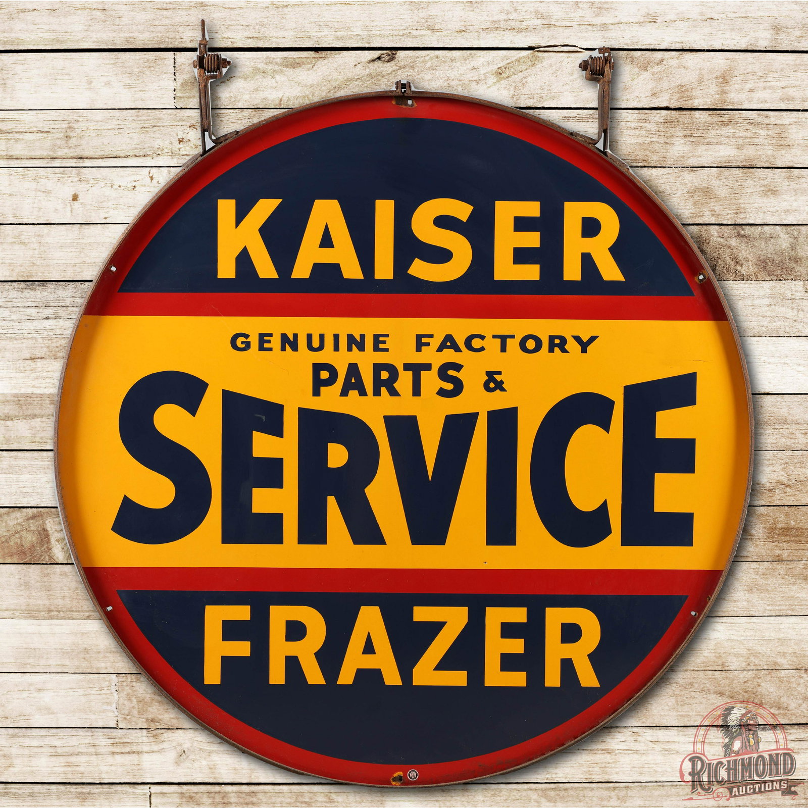 57" Kaiser Frazer Factory Parts Service Porcelain Sign (1 of 3)