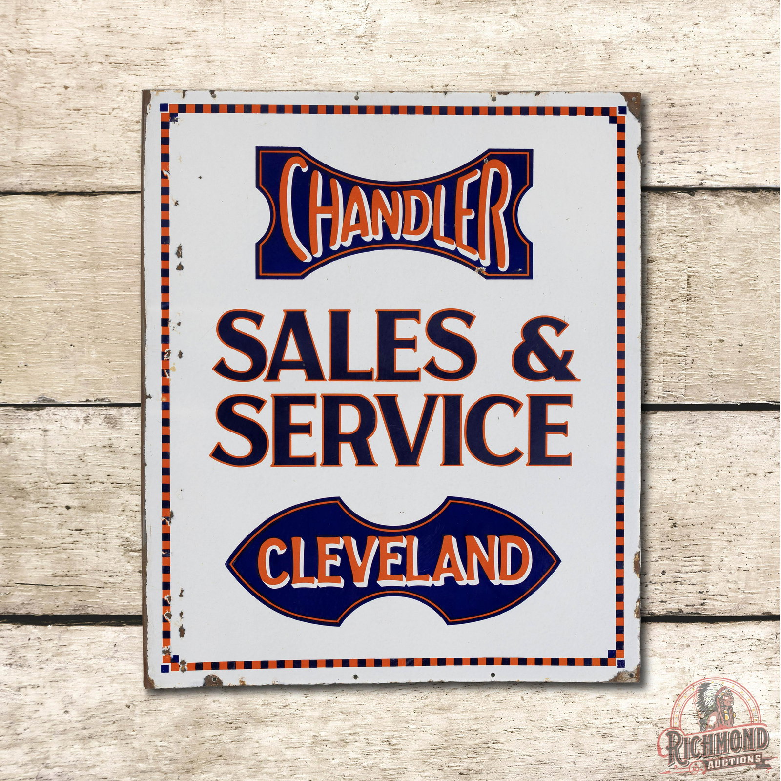 Chandler Cleveland Sales Service Porcelain Flange Sign (1 of 3)