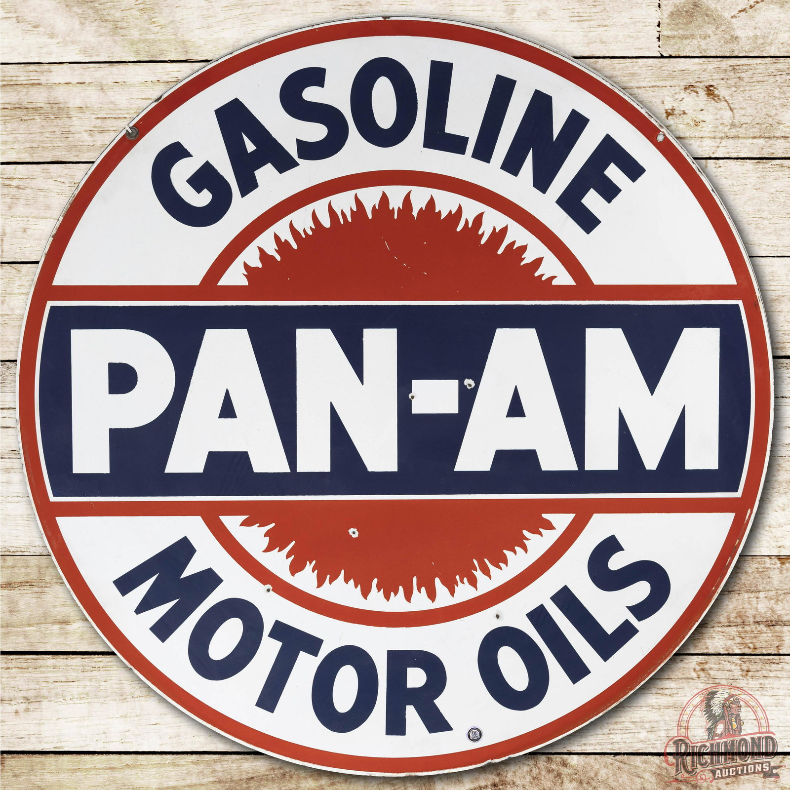 42" Pan-Am Gasoline Motor Oils Porcelain Sign TAC 8.25 (1 of 3)