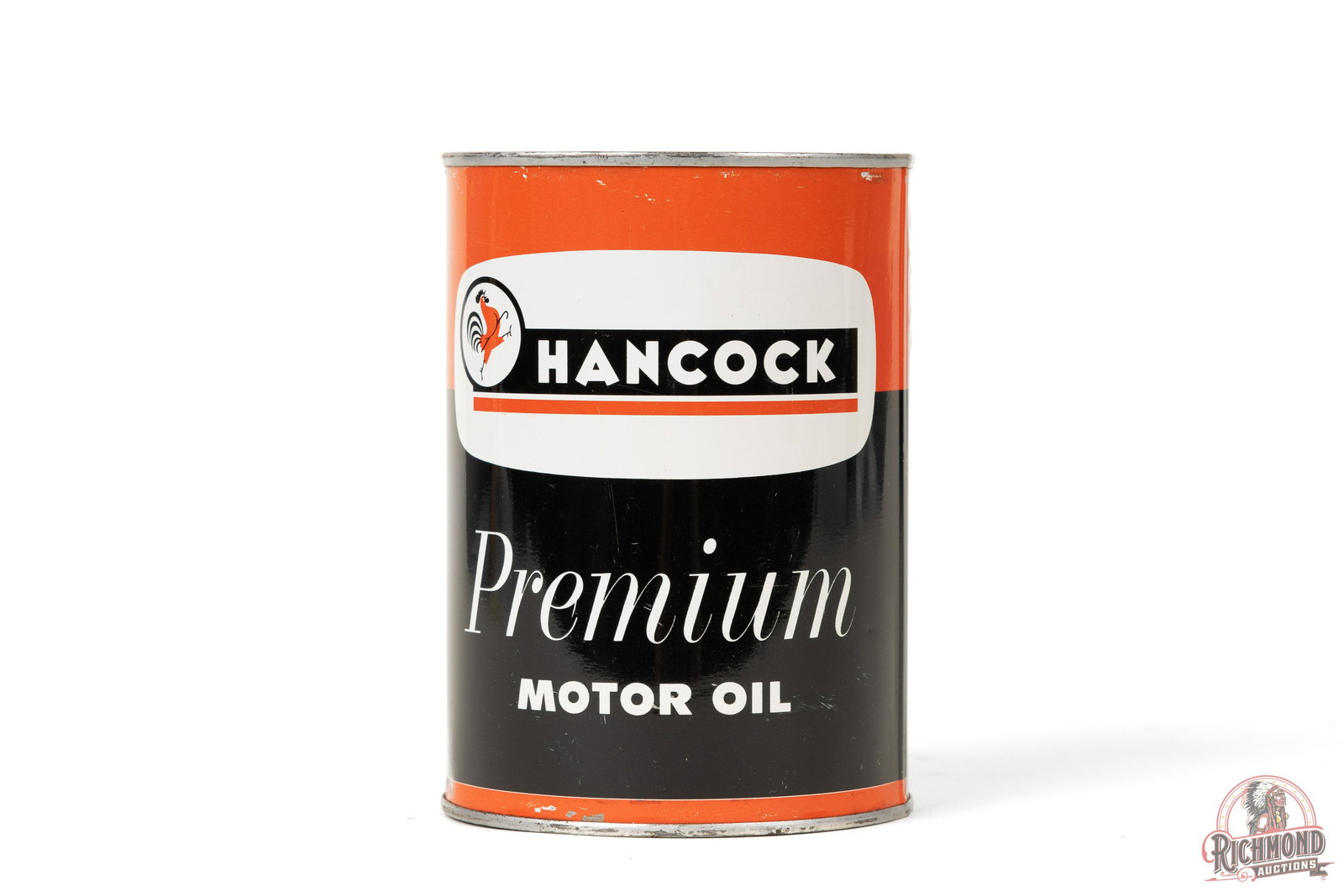 Hancock Premium Motor Oil One Quart Round Metal Can (1 of 4)