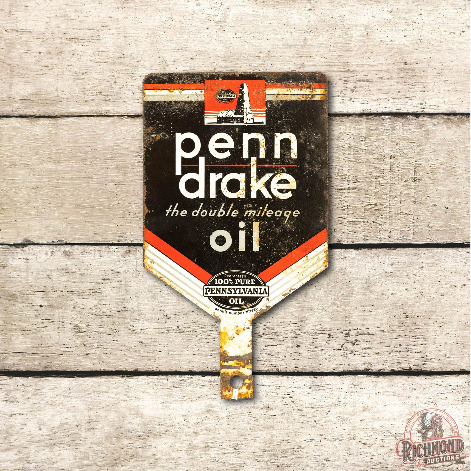 Penn Drake Oil DS Metal Paddle Sign TAC 7 & 6.25 (1 of 3)