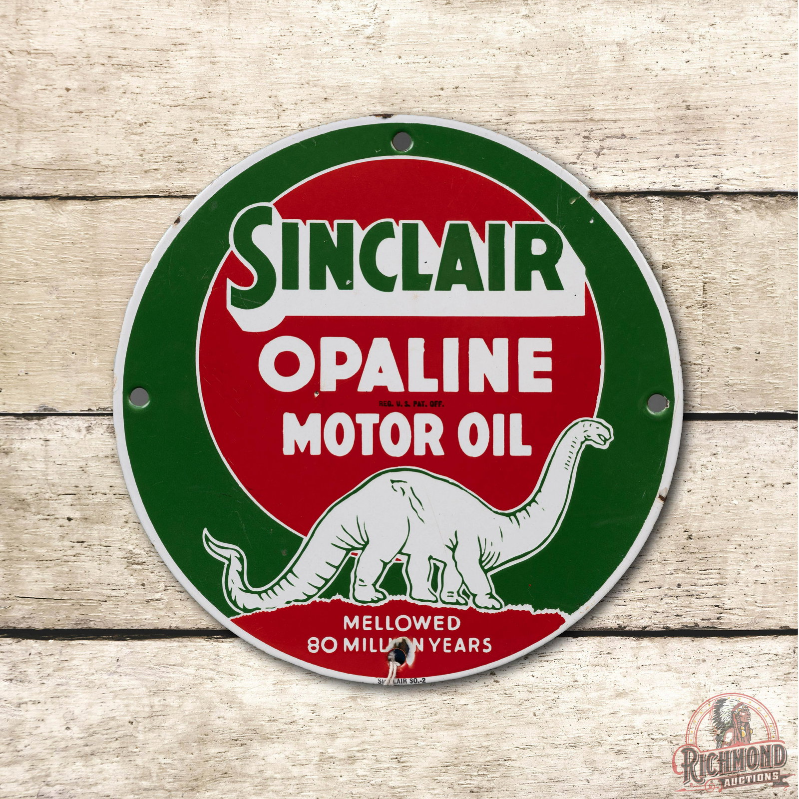 11" Sinclair Opaline Motor Oil SS Porcelain Sign (1 of 3)