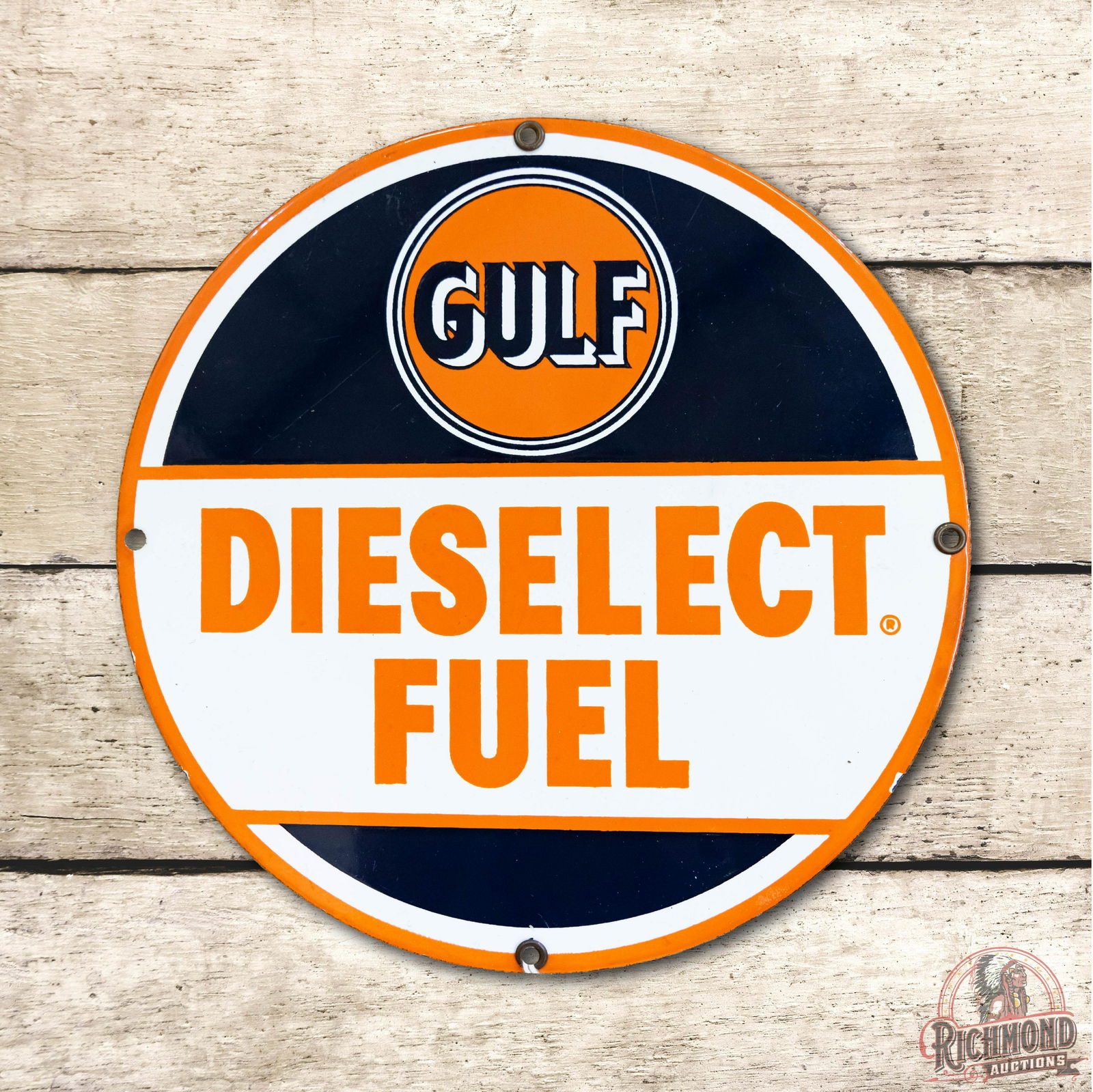 Gulf Dieselect Fuel Porcelain Pump Plate Sign TAC 9.25 (1 of 3)