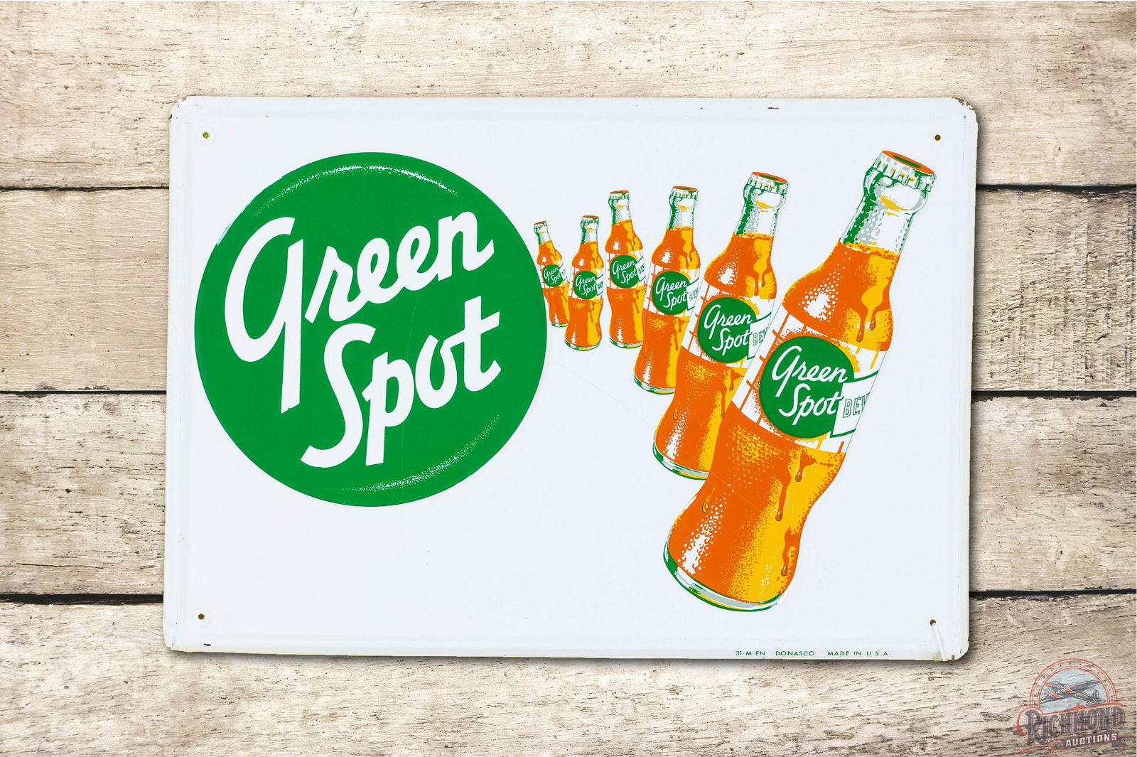 Green Spot w/ Bottles Embossed Metal Sign TAC 9 (1 of 3)