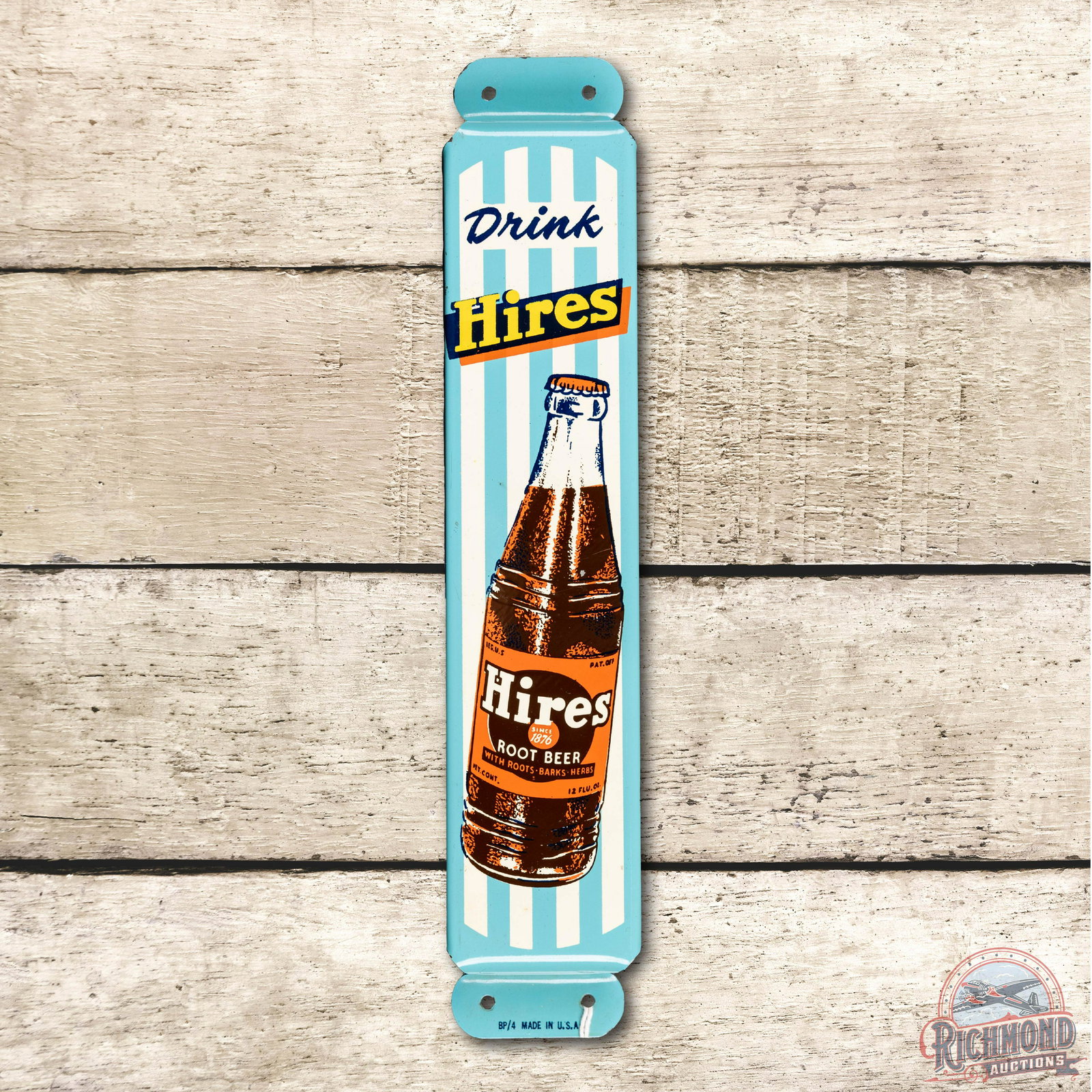 Drink Hires Root Beer Metal Door Pull Sign TAC 9.25 (1 of 3)