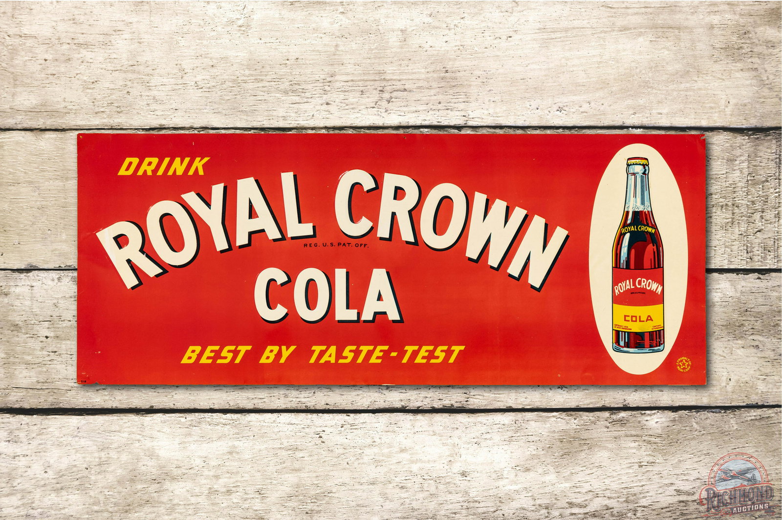 Drink Royal Crown Cola w/ Bottle Metal Sign TAC 8.75 (1 of 3)